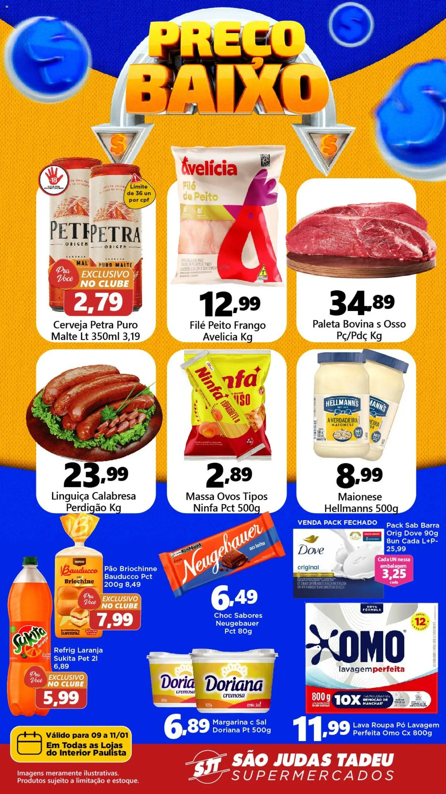 São Judas Tadeu Folheto - válido de 09.01.2026 | Página: 1 | Produtos: Doriana, Pão, Frango, Margarina