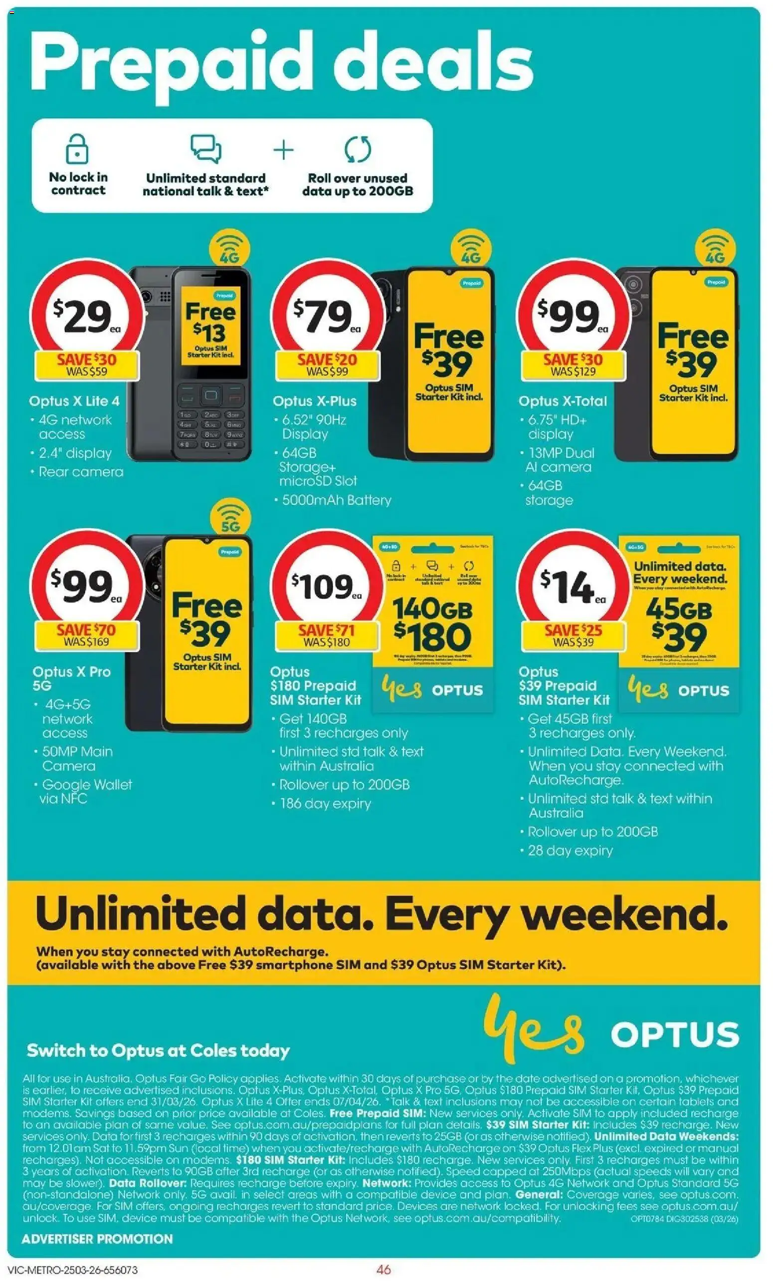 Coles catalogue - valid from 25.03.2026 | Page: 46 | Products: Date, Smartphone, Device, Tablets