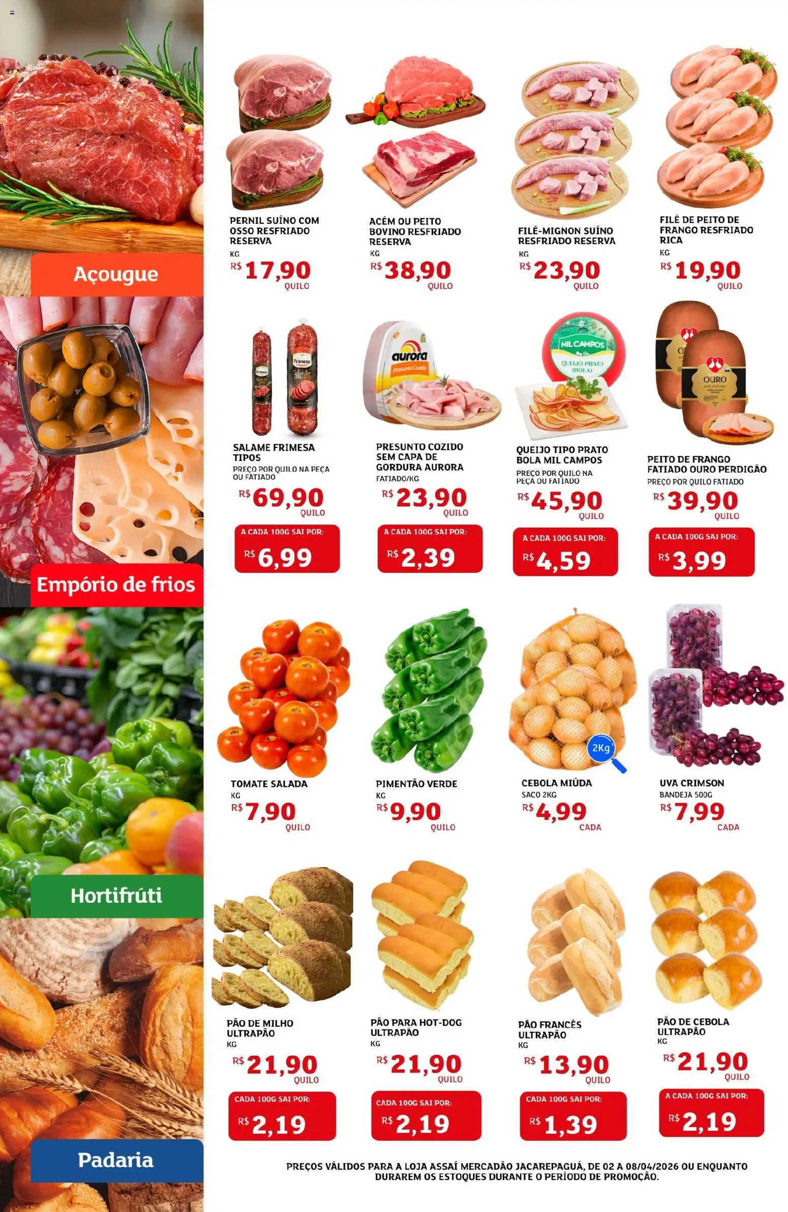 Assaí Atacadista Folheto - válido de 02.04.2026 | Página: 2 | Produtos: Acém, Pernil, Salame, Bandeja