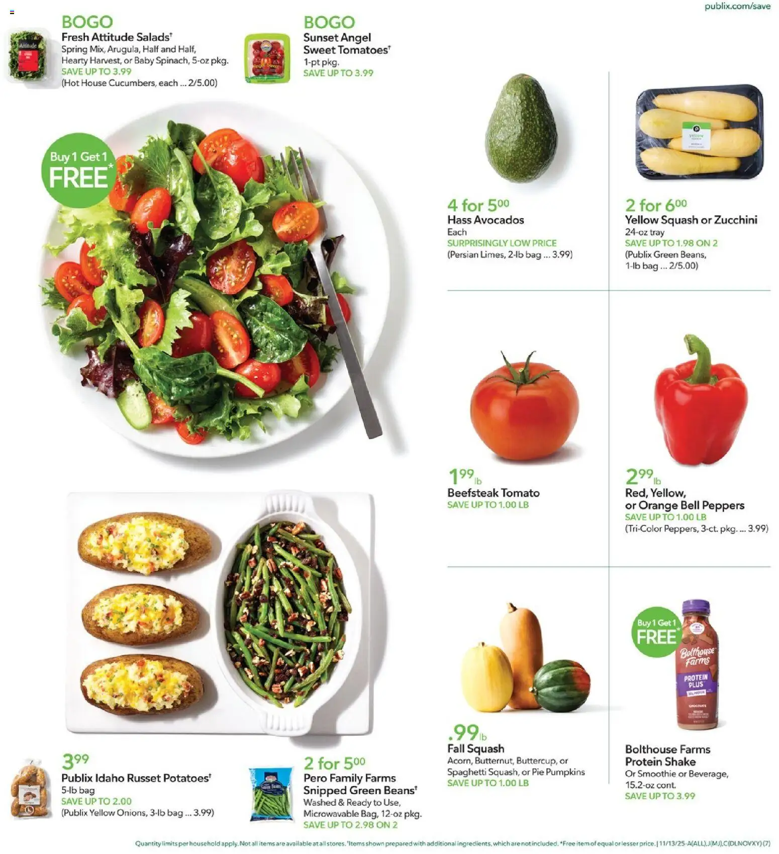 Publix Weekly Ad - valid from 12.11.2025 | Page: 7 | Products: Peppers, Squash, Zucchini, Bag