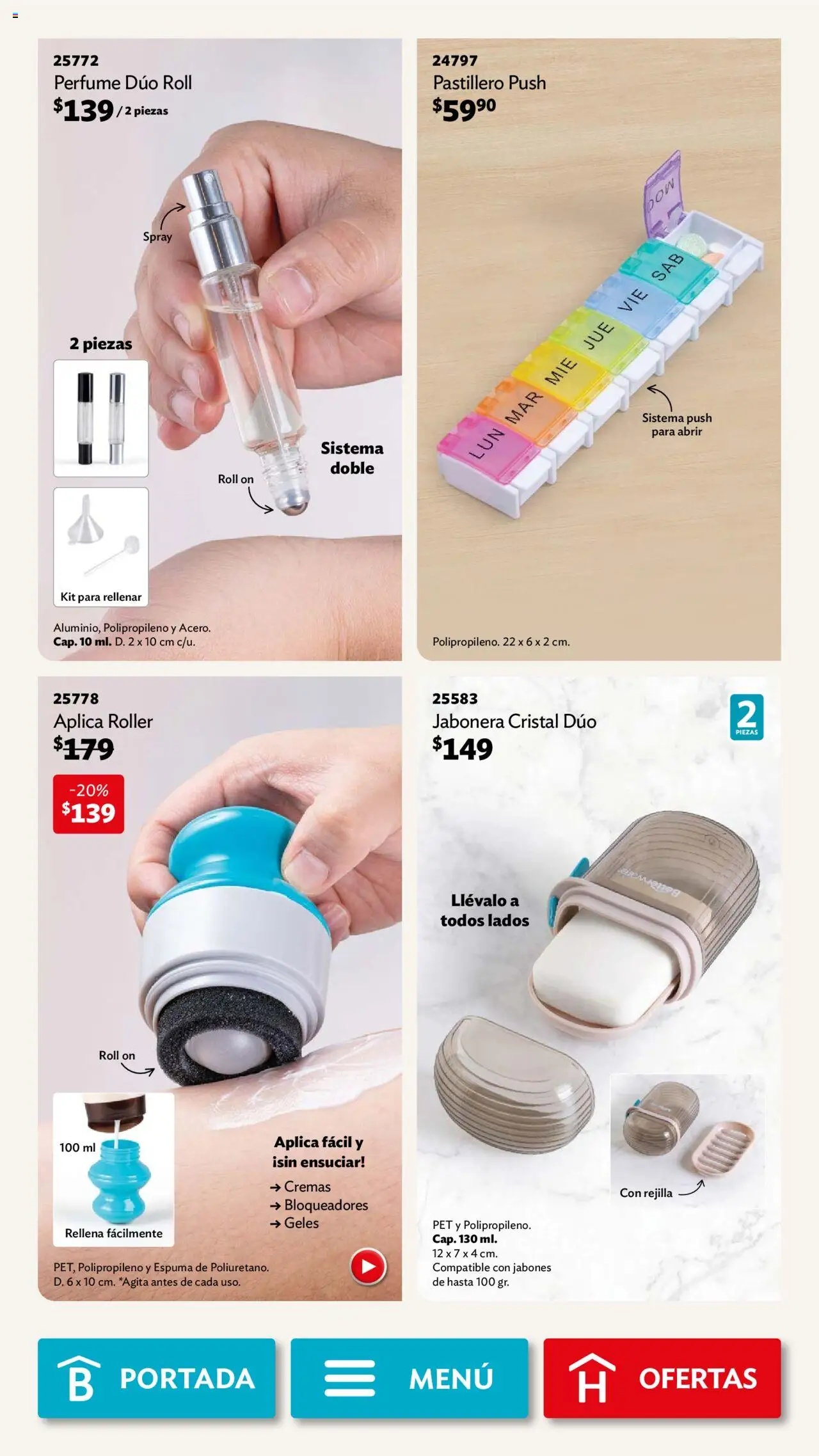 Nuevas ofertas de Betterware válidas en toda la República Mexicana desde el 29.09.2025. ¡Encuentra las mejores ofertas en Betterware - Campaña 10 2025! | Página: 108 | Productos: Rejilla, Jabonera, Perfume, Pastillero