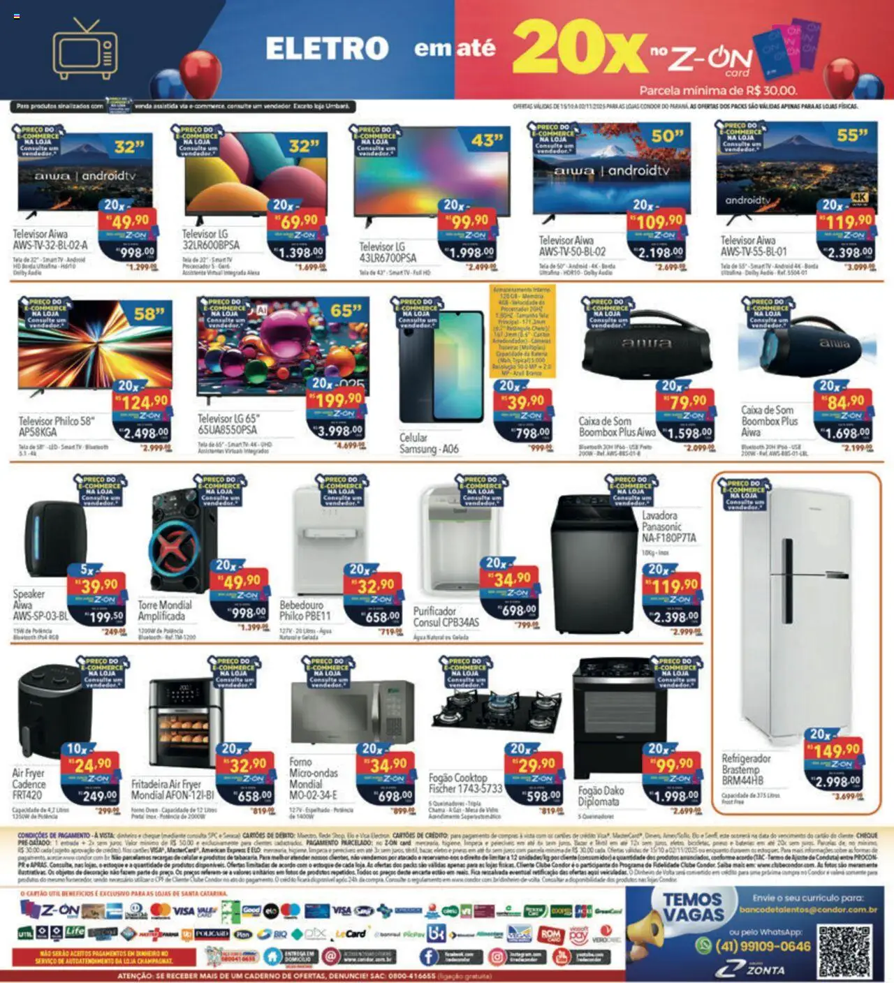 Supermercados Condor Folheto - válido de 15.10.2025 | Página: 32 | Produtos: Refrigerador, Celular, Air fryer, Caderno