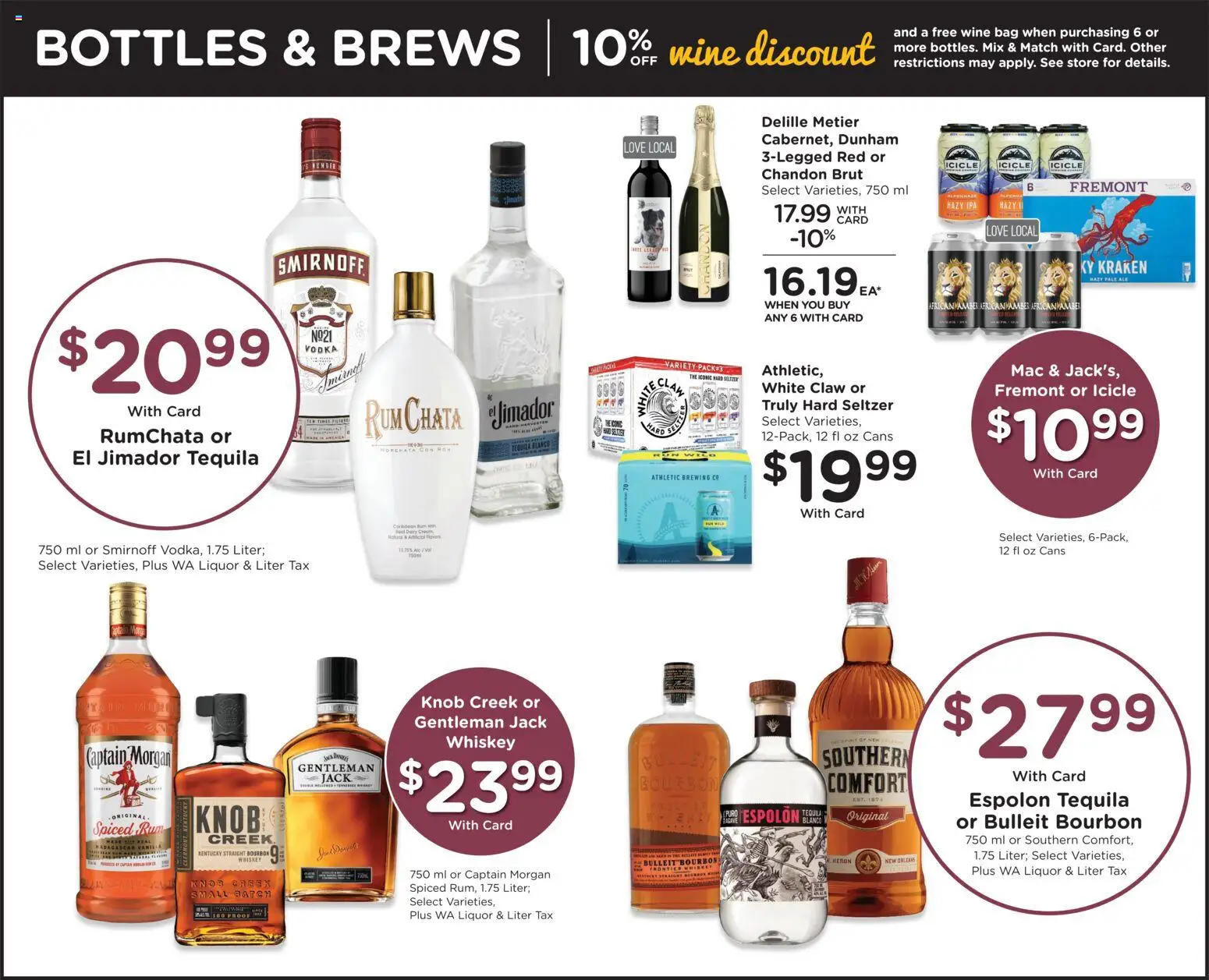 QFC Weekly Ad - WA - valid from 03.12.2025 | Page: 10 | Products: Wine, Bourbon, Vodka, Whiskey