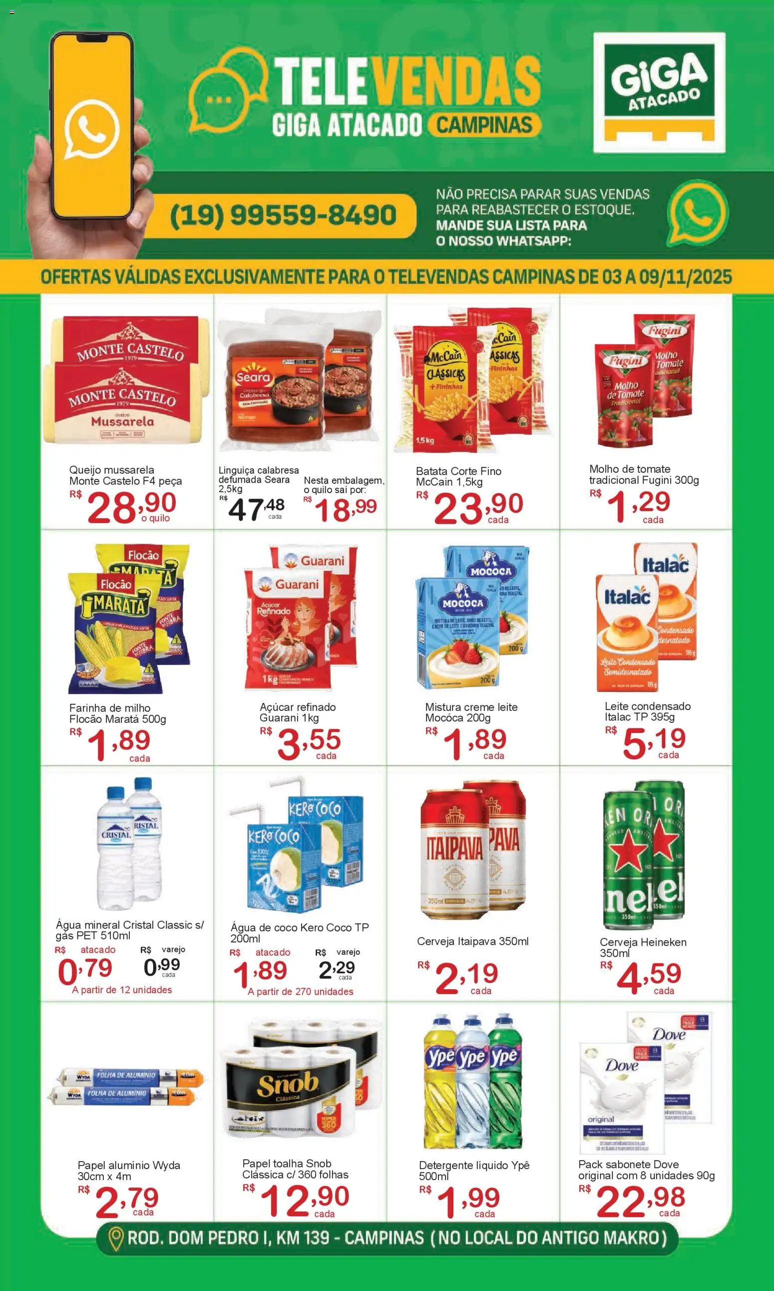 GIGA Atacado Folheto - válido de 03.11.2025 | Página: 1 | Produtos: Papel toalha, Queijo, Batata, Leite condensado