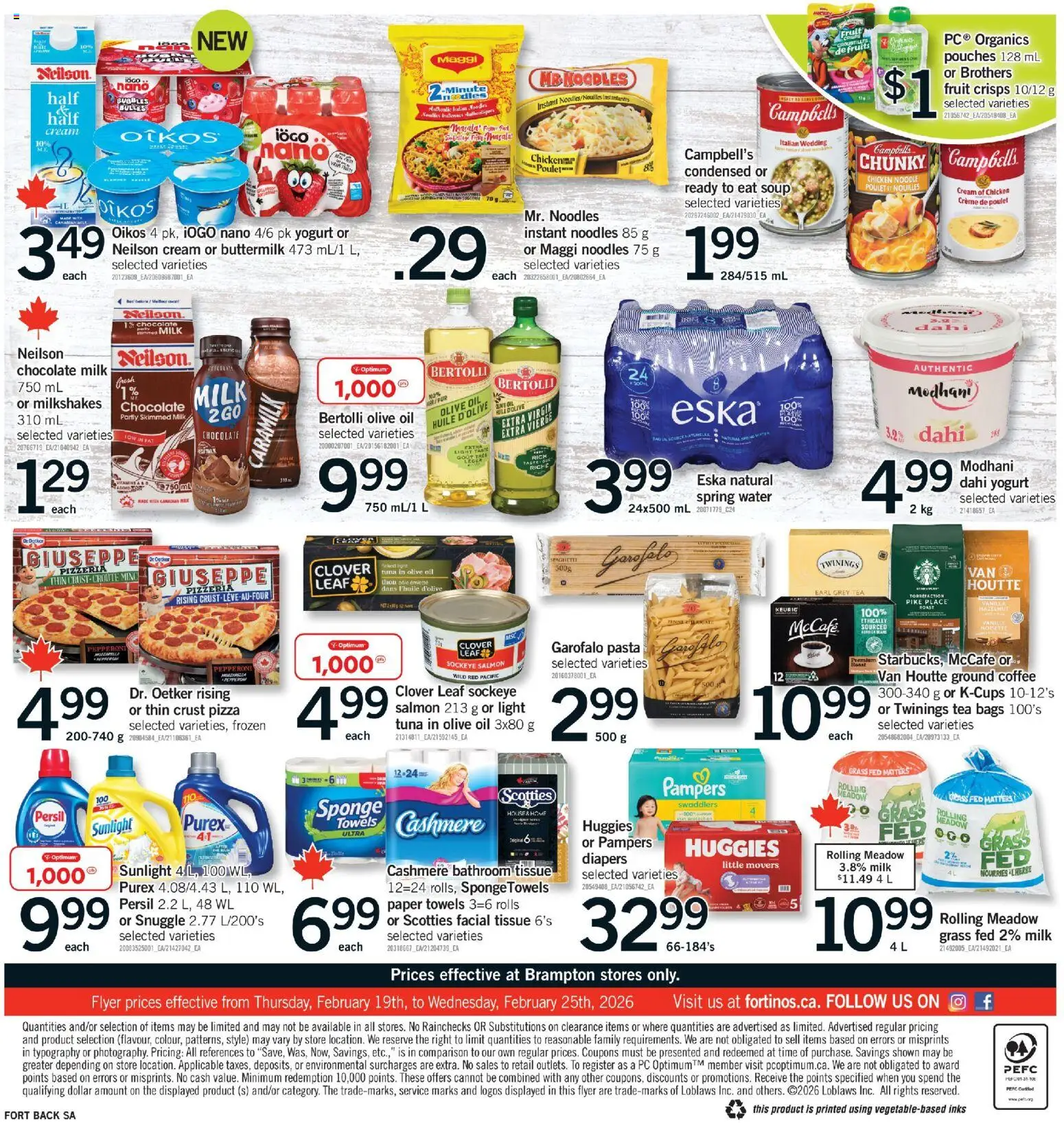 Fortinos flyer valid from 19.02.2026 | Page: 2 | Products: Noodles, Sponge, Oil, Coffee