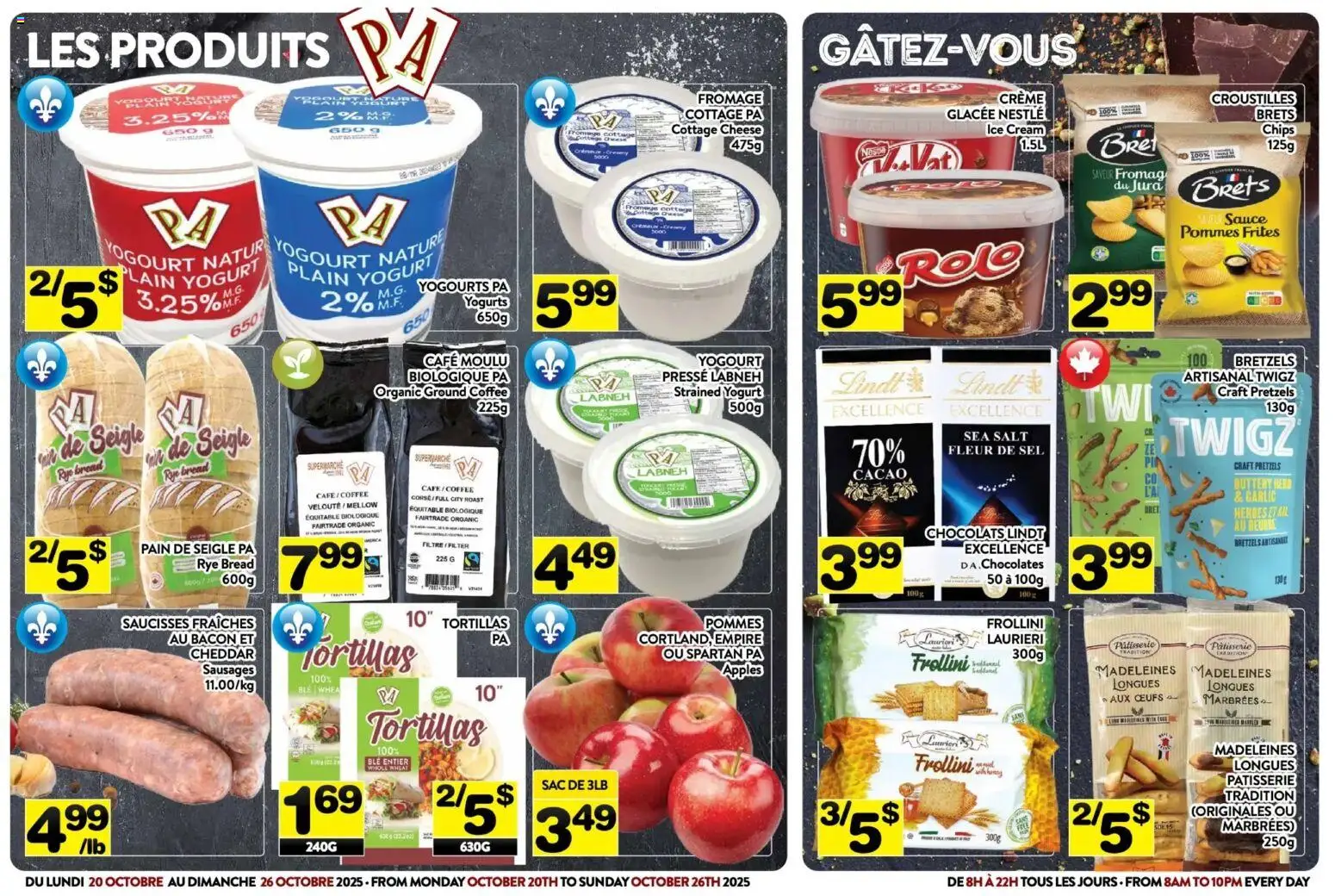 Pa Supermarché flyer valid from 20.10.2025 | Page: 3 | Products: Cream, Cottage cheese, Cheese, Bread