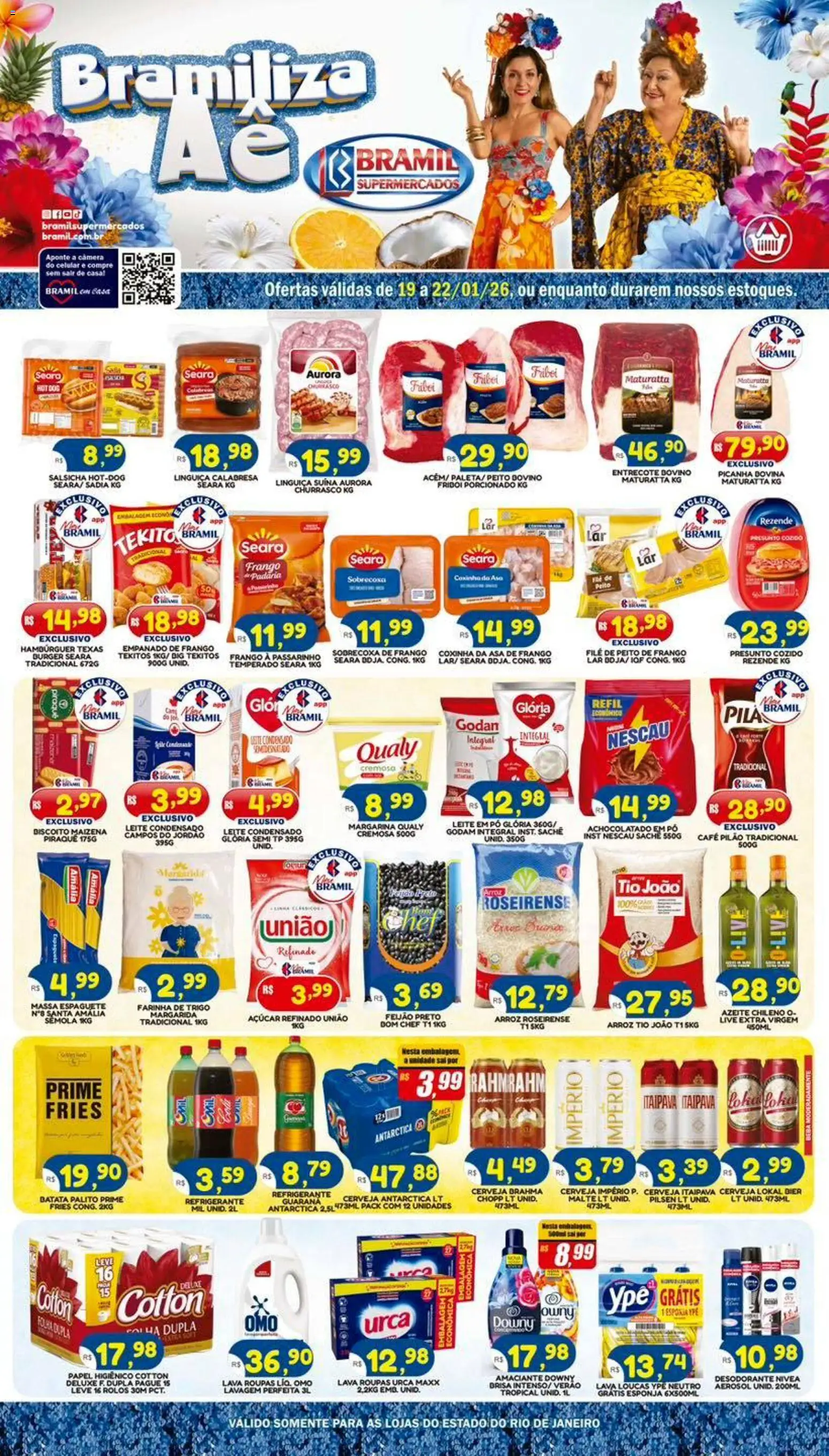 Bramil Supermercados Folheto - válido de 19.01.2026 | Página: 1 | Produtos: Nescau, Roupas, Massa, Margarina