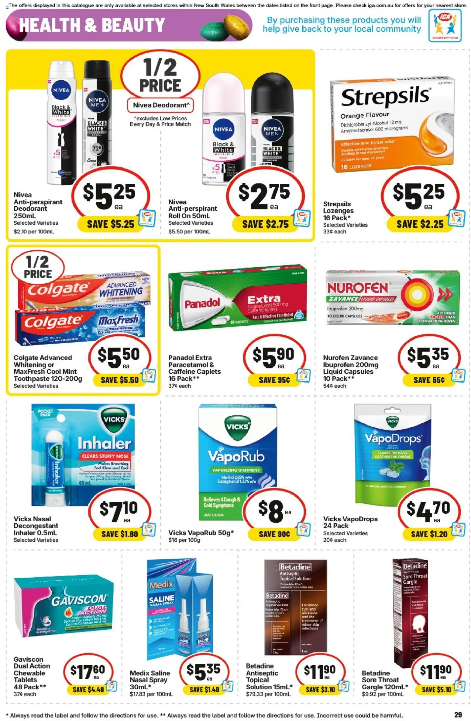 IGA catalogue - valid from 01.04.2026 | Page: 32 | Products: Antiperspirant, Nasal spray, Tablets, Pain relief