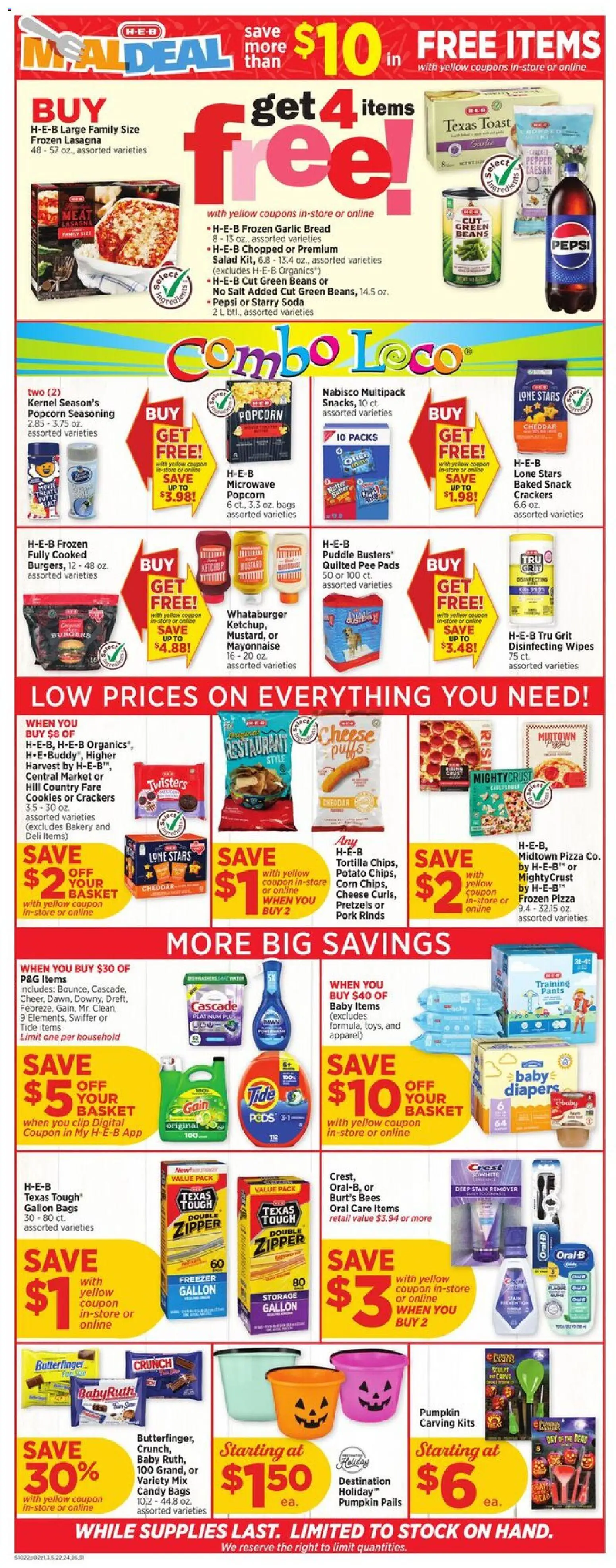 H-E-B Weekly Ad - valid from 22.10.2025 | Page: 2 | Products: Basket, Cheese, Cookies, Mayonnaise