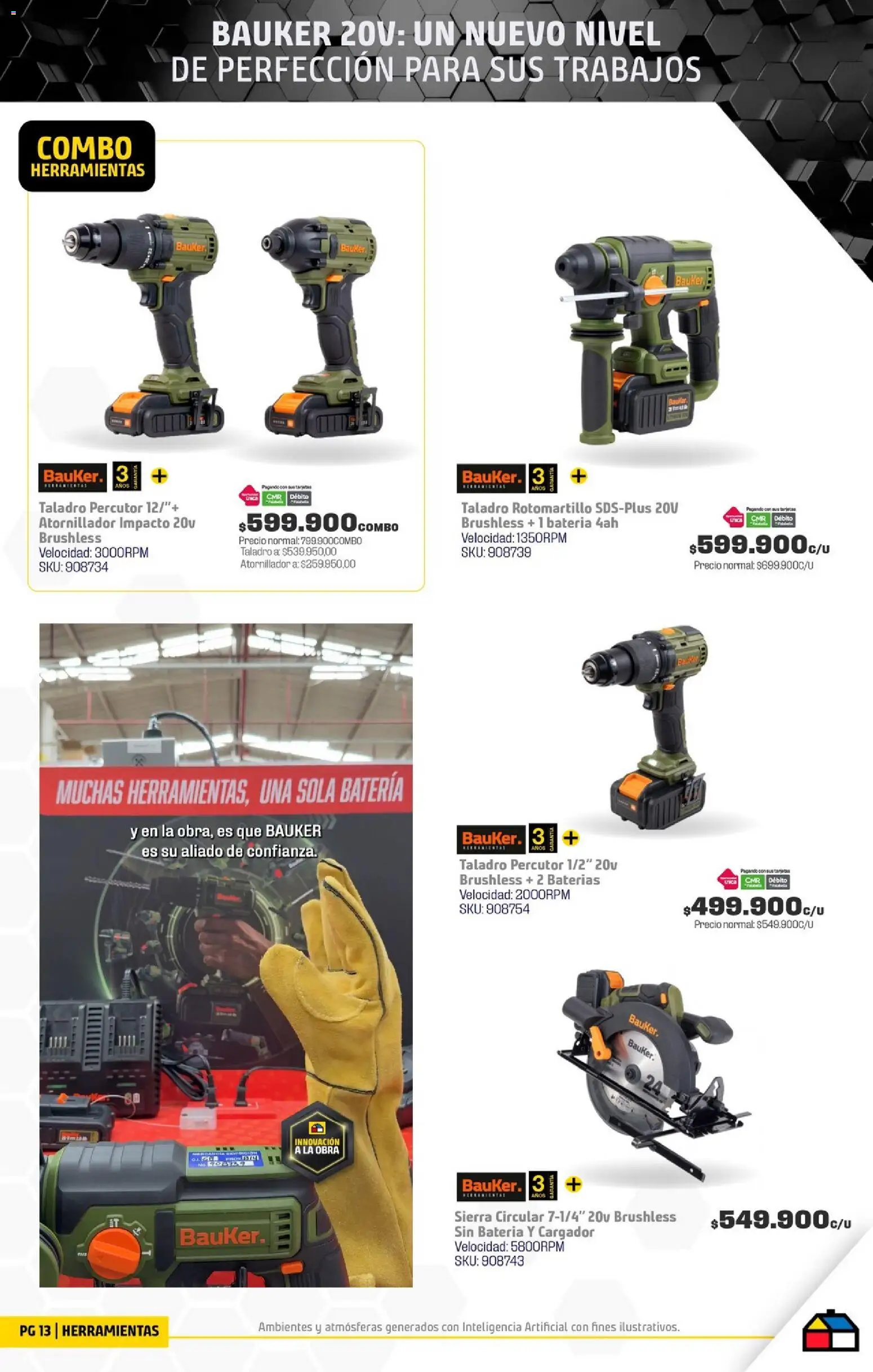 Homecenter revista - valida desde el 11.11.2025 | Página: 13 | Productos: Rotomartillo, Taladro, Cargador, Batería