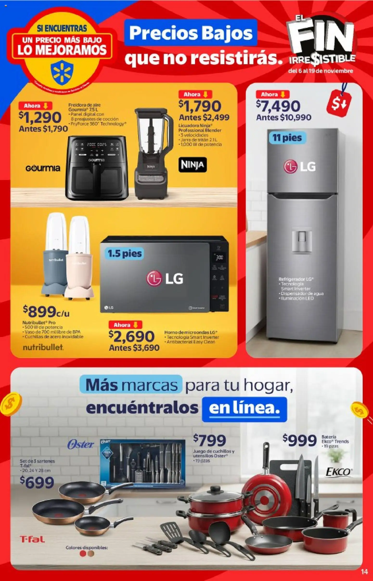 Nuevas ofertas de Walmart válidas en toda la República Mexicana desde el 06.11.2025. ¡Encuentra las mejores ofertas en Walmart Buen Fin ! | Página: 14 | Productos: Licuadora, Juego, Freidora, Jarra
