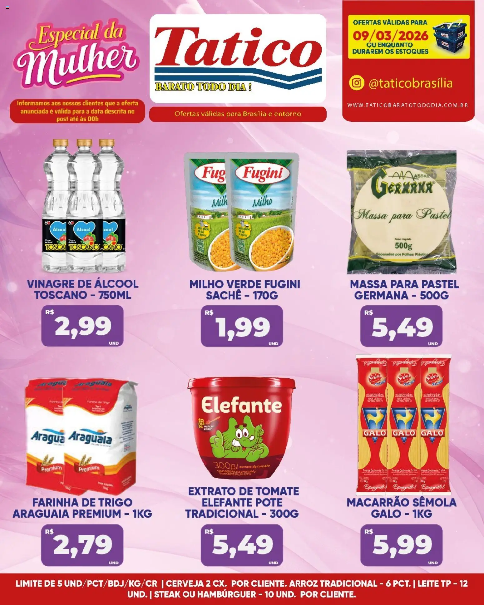 Tatico Folheto - válido de 10.03.2026 | Página: 18 | Produtos: Milho verde, Farinha de trigo, Arroz, Hambúrguer