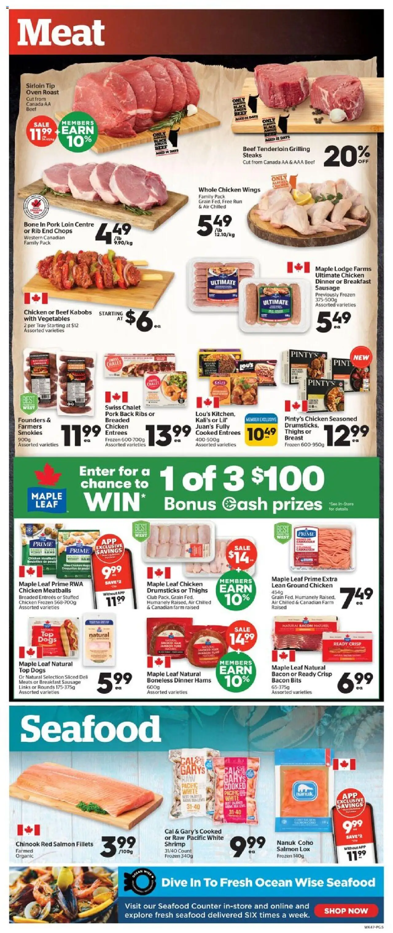 Calgary Co-op flyer valid from 25.09.2025 | Page: 5 | Products: Chicken wings, Oven, Ham, Pork