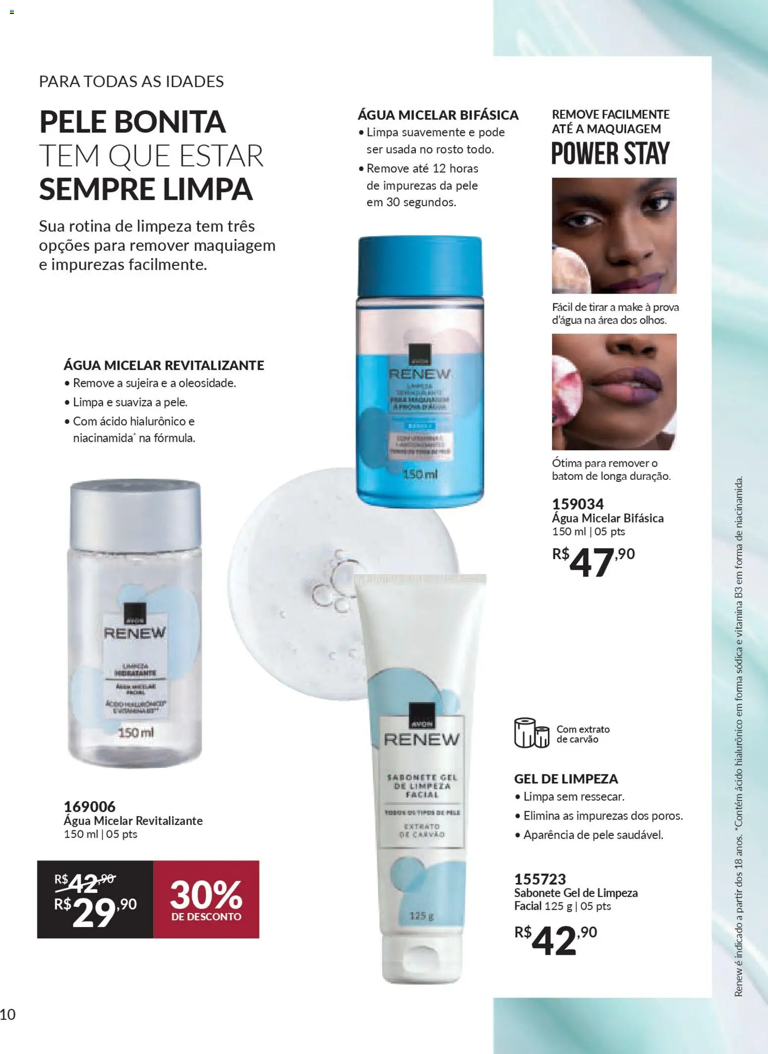 Avon Folheto - válido de 19.12.2025 | Página: 10 | Produtos: Maquiagem, Batom, Água micelar, Gel de limpeza