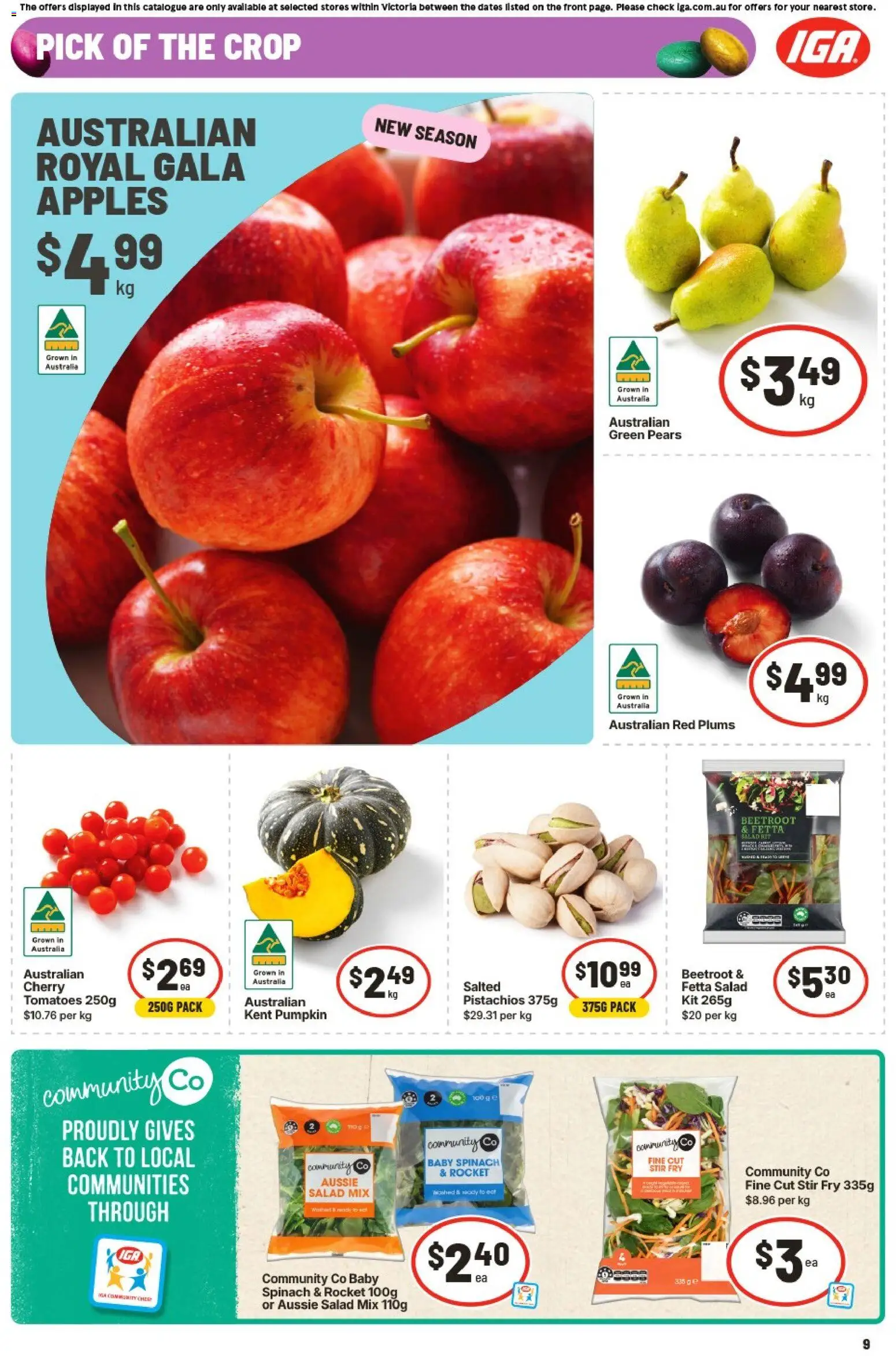IGA catalogue - valid from 25.03.2026 | Page: 12 | Products: Apples, Spinach, Pumpkin, Plums