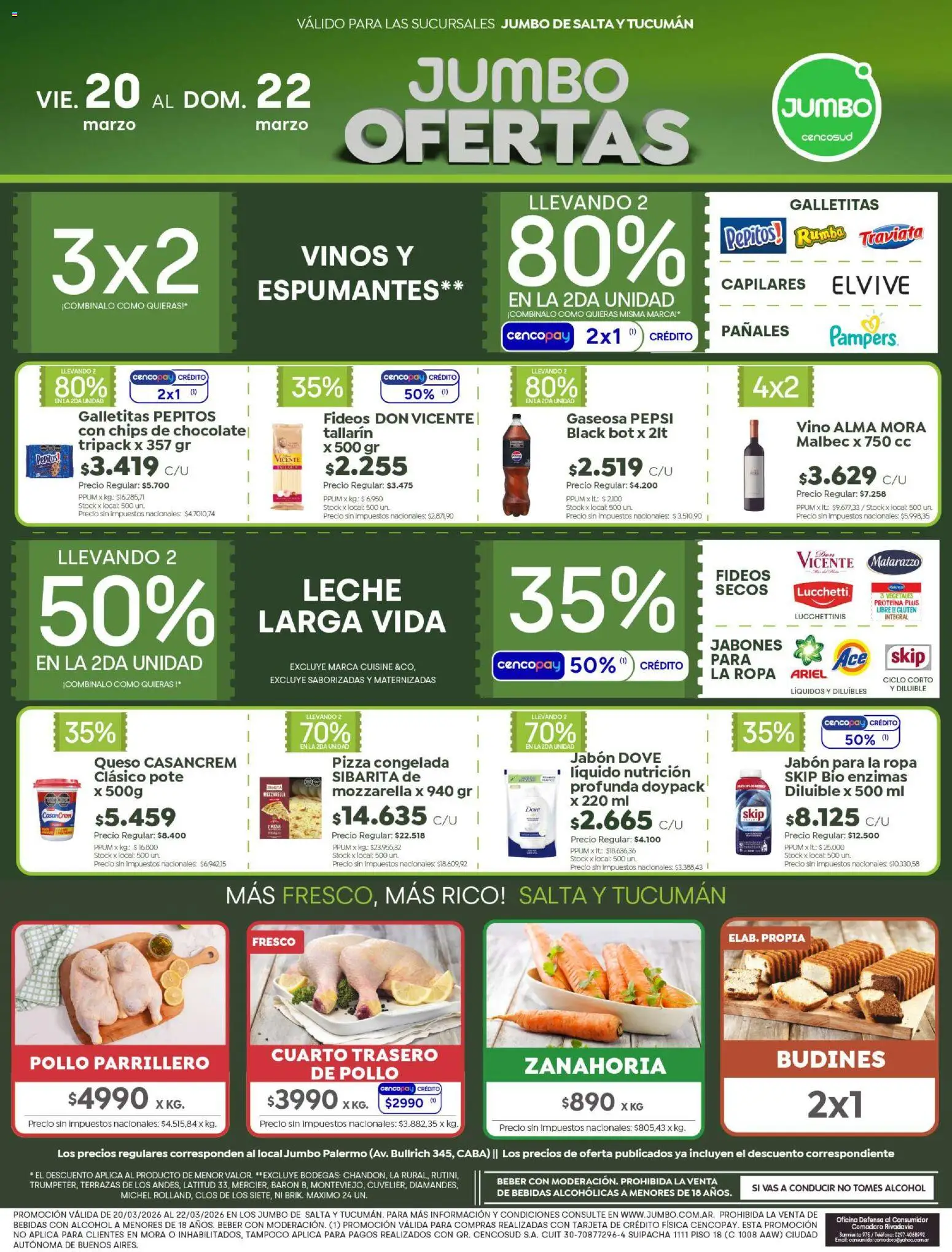 Jumbo - Ofertas | Salta & Tucumán │ válido desde el 20.03.2026 | Página: 1 | Productos: Pollo, Ropa, Chocolate, Vino