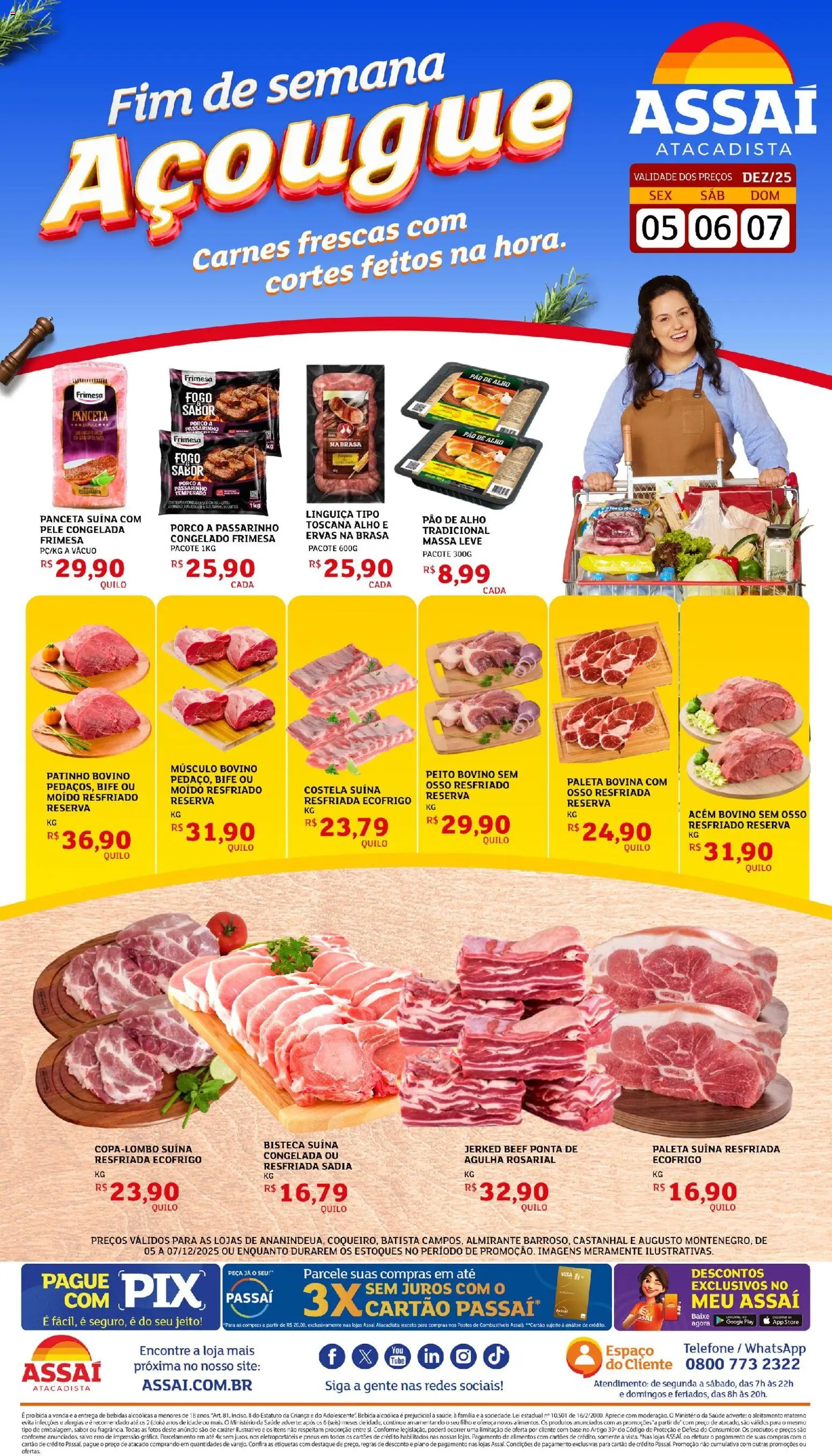 Assaí Atacadista Folheto - válido de 05.12.2025 | Página: 1 | Produtos: Alho, Linguiça, Pneus, Base