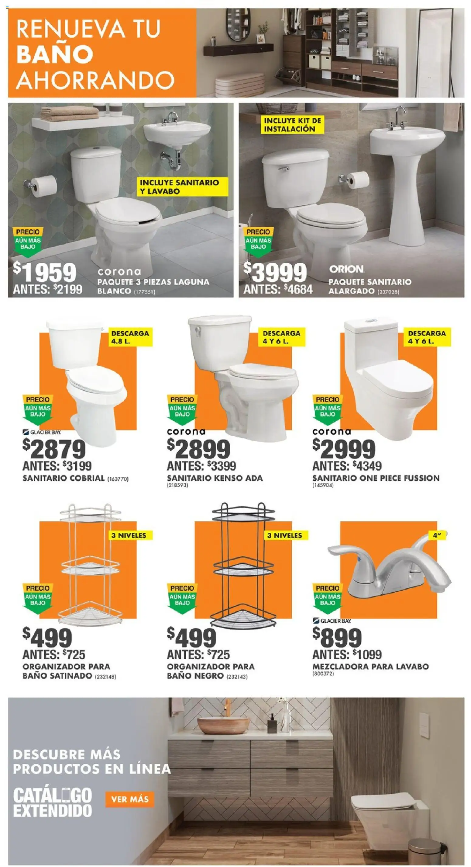 Nuevas ofertas de Home Depot válidas en toda la República Mexicana desde el 16.04.2026. ¡Encuentra las mejores ofertas en Home Depot catálogo! | Página: 3 | Productos: Organizador, Lavabo, Baño