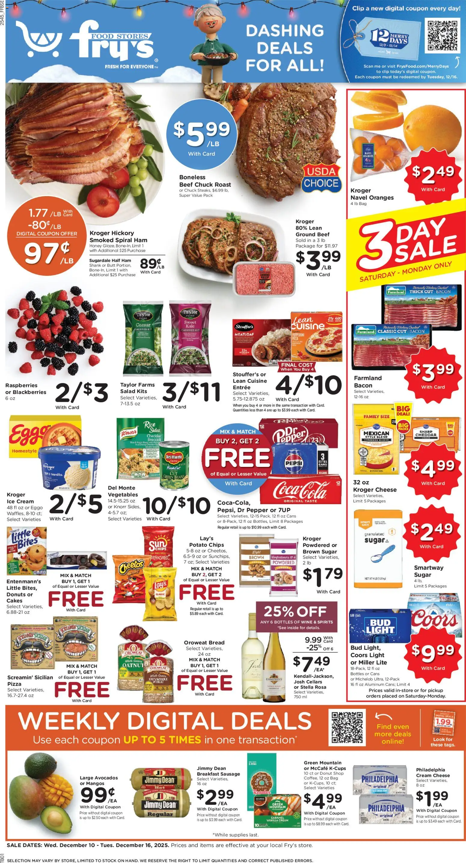 Fry's Food Weekly Ad - valid from 10.12.2025 | Page: 1 | Products: Clip, Cheese, Pizza, Cream