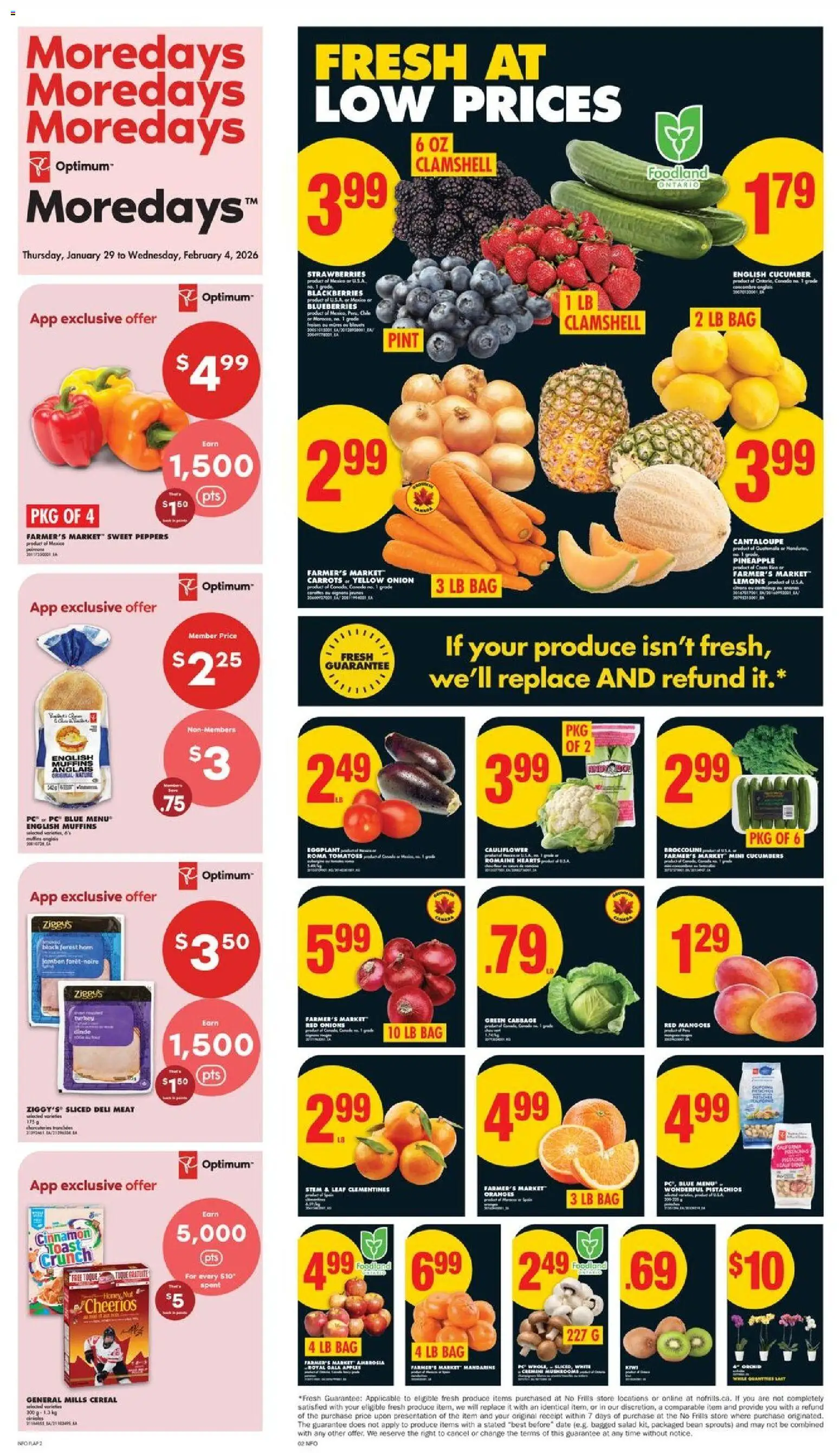 No Frills flyer valid from 29.01.2026 | Page: 2 | Products: Strawberries, Kiwi, Cucumbers, Salad