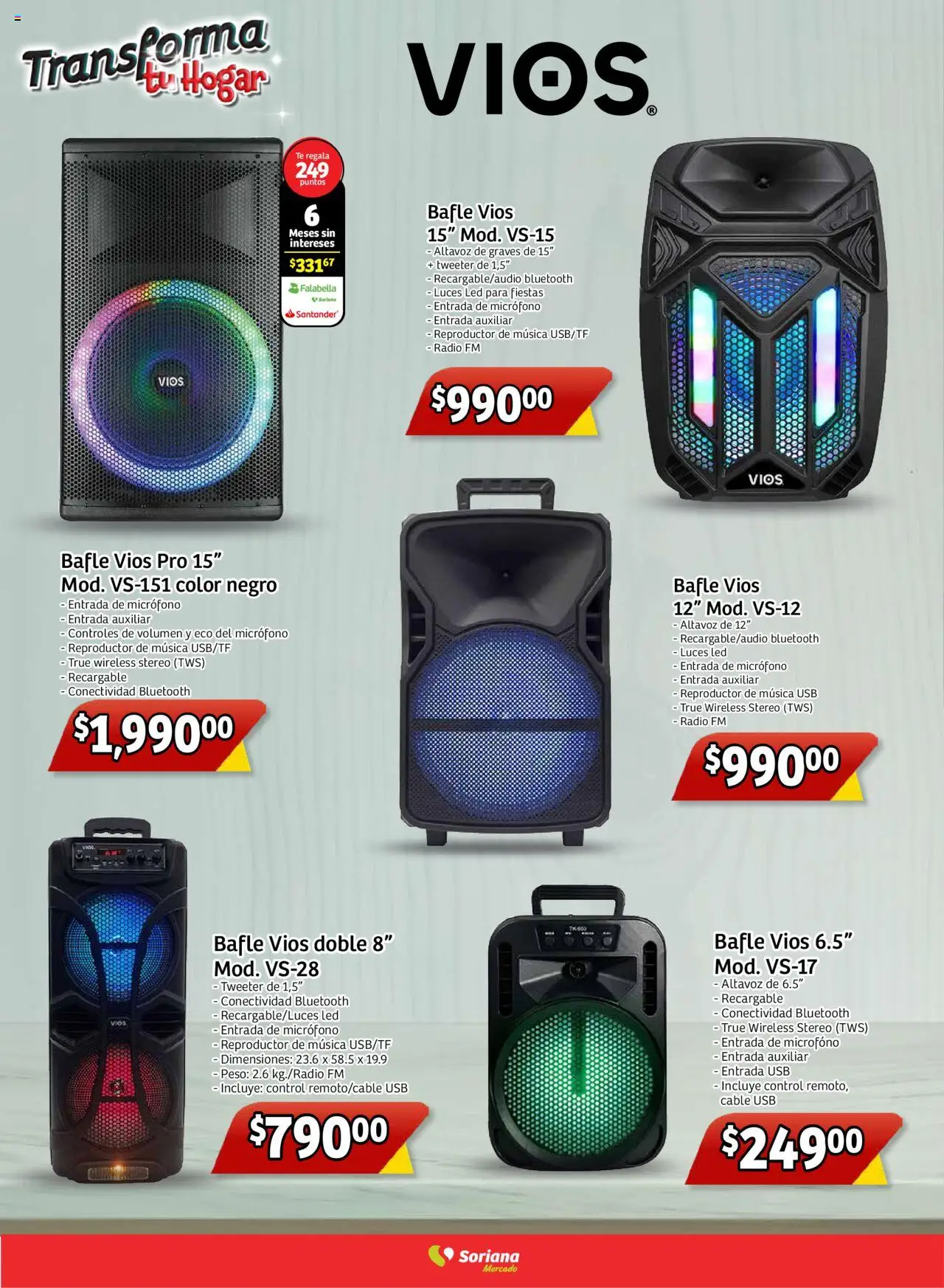 Nuevas ofertas de Soriana válidas en toda la República Mexicana desde el 28.08.2025. ¡Encuentra las mejores ofertas en Soriana - Transforma tu hogar Mercado Nacional! | Página: 5 | Productos: Usb, Radio, Cable USB, Micrófono
