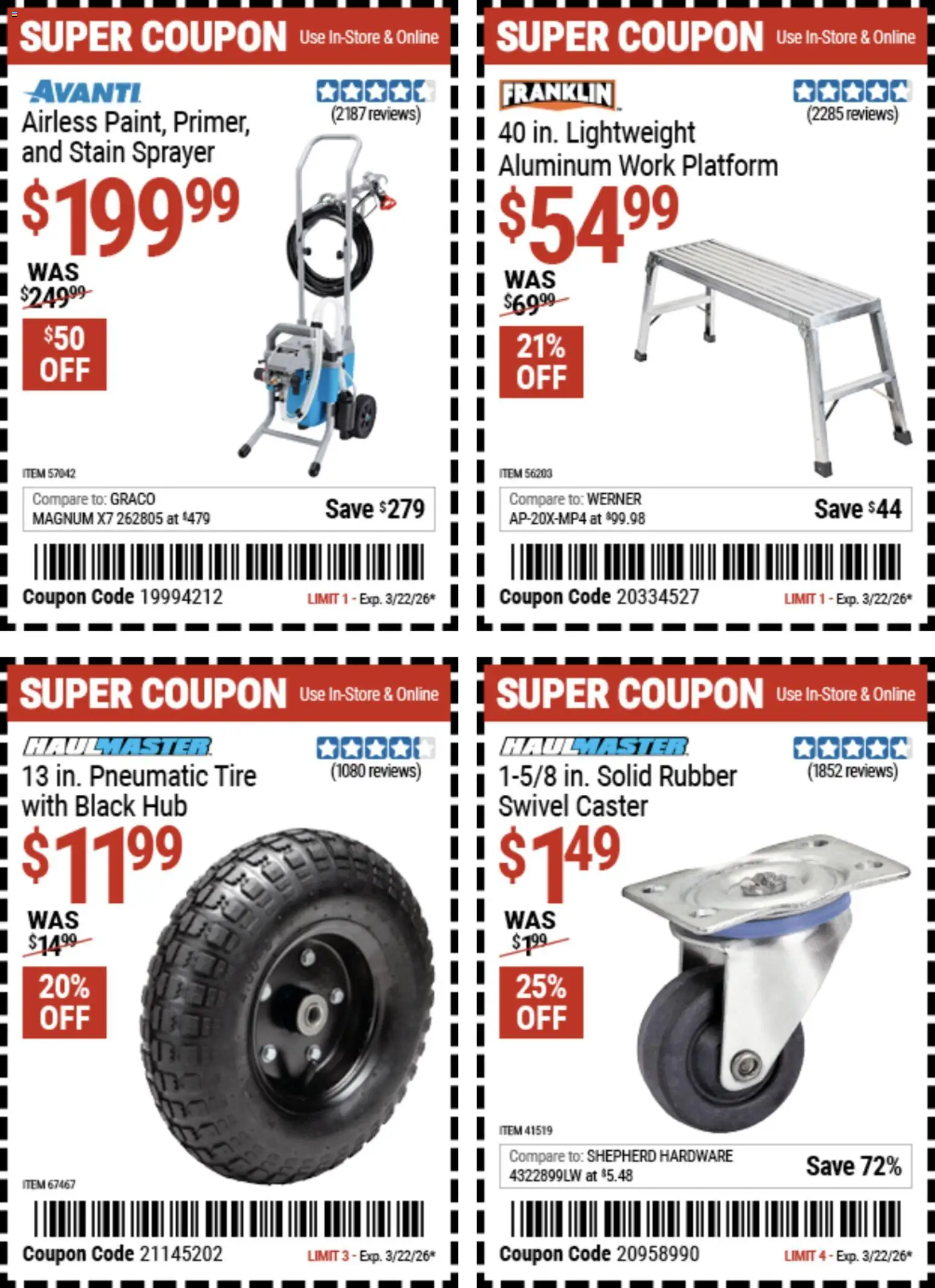 Harbor Freight Weekly Ad - valid from 09.03.2026 | Page: 23 | Products: Pneumatic, Swivel, Caster, Hub