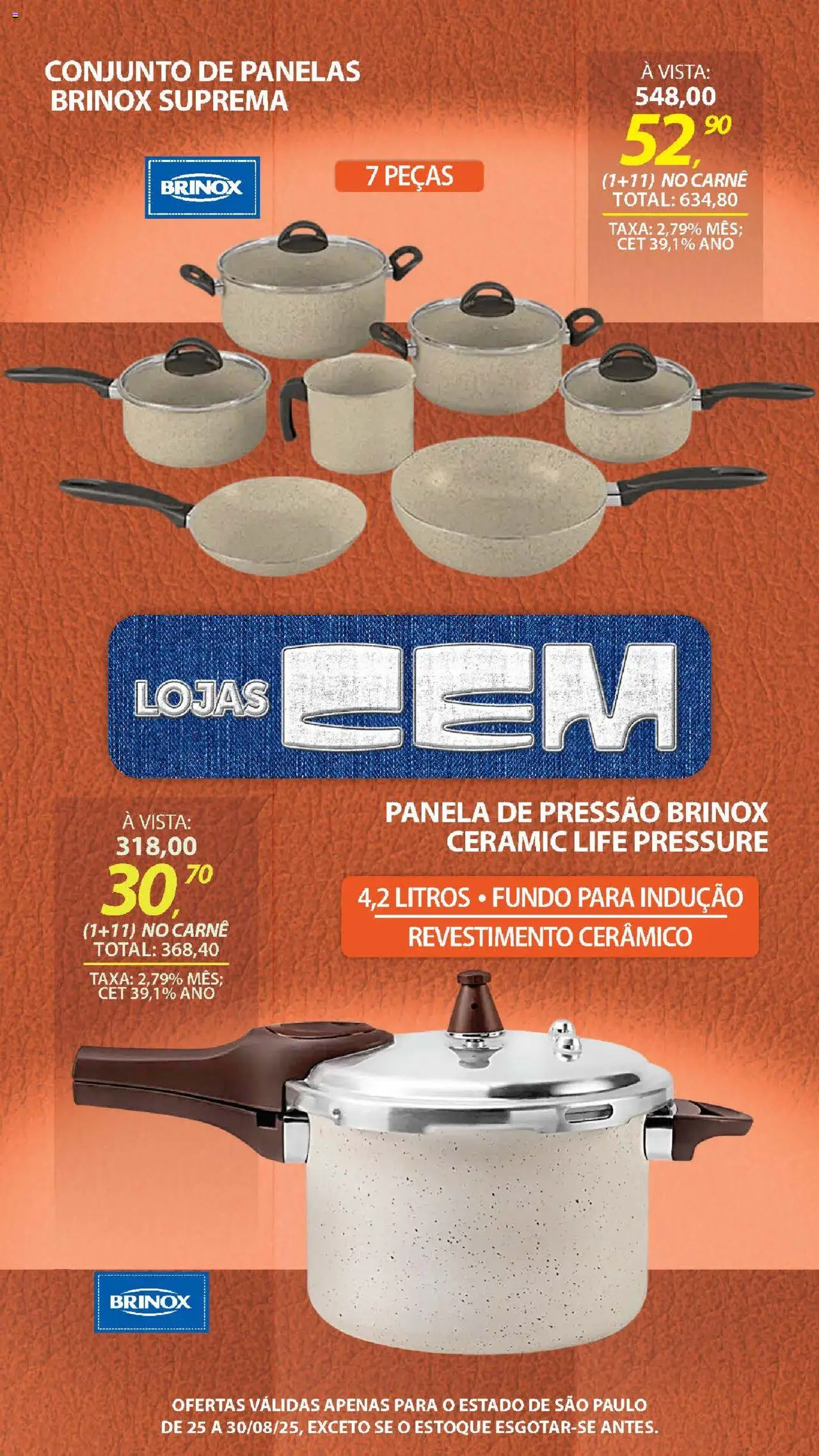 Lojas Cem Folheto - válido de 25.08.2025 | Página: 36 | Produtos: Panela, Conjunto de panelas, Panela de pressão, Carne