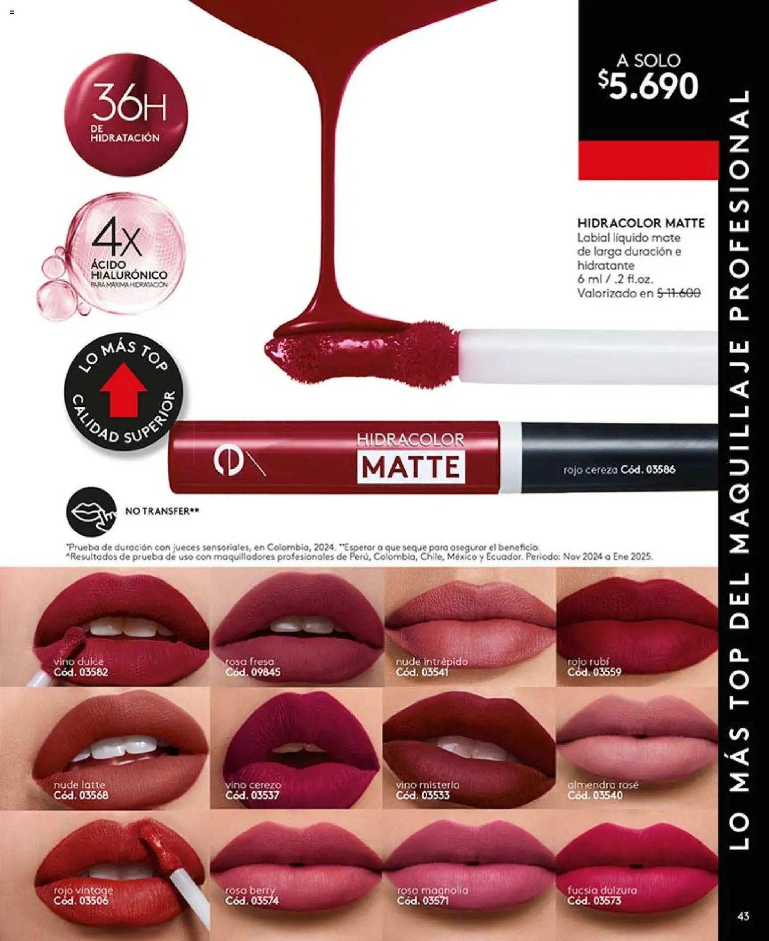 Catálogo Ésika Campaña 5 │ válido desde el 01.03.2026 | Página: 43 | Productos: Almendra, Top, Vino, Labial