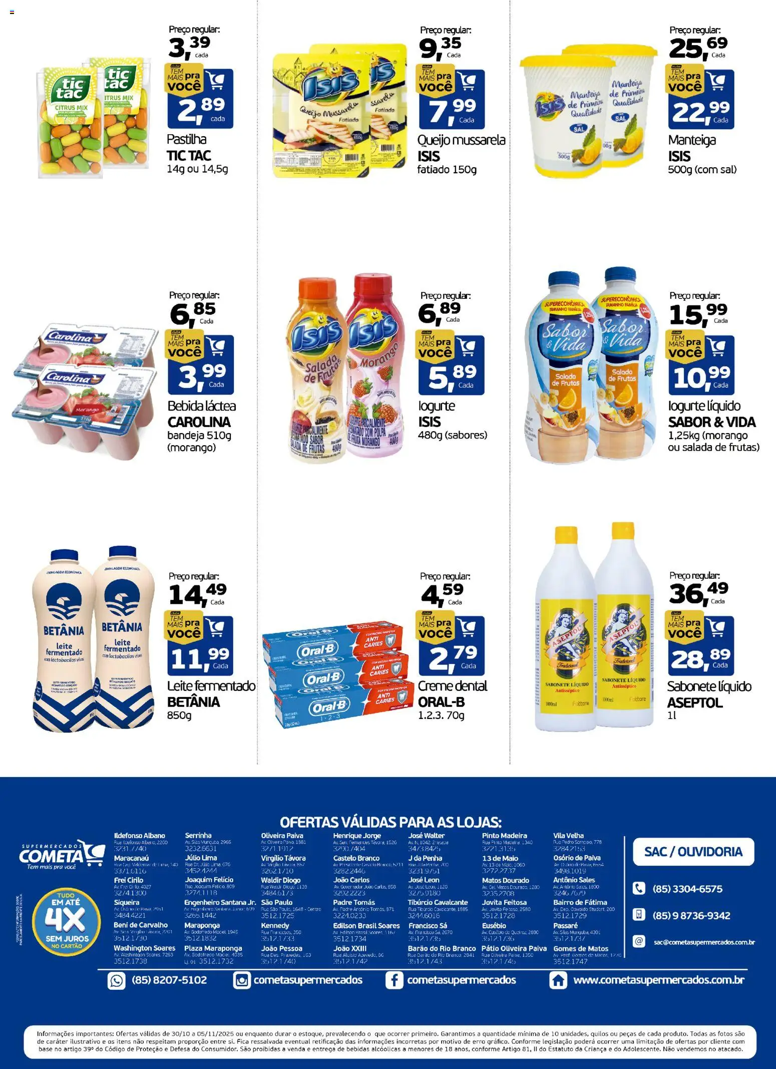 Cometa Supermercados Folheto - válido de 30.10.2025 | Página: 3 | Produtos: Queijo, Baixo, Sabonete líquido, Leite fermentado