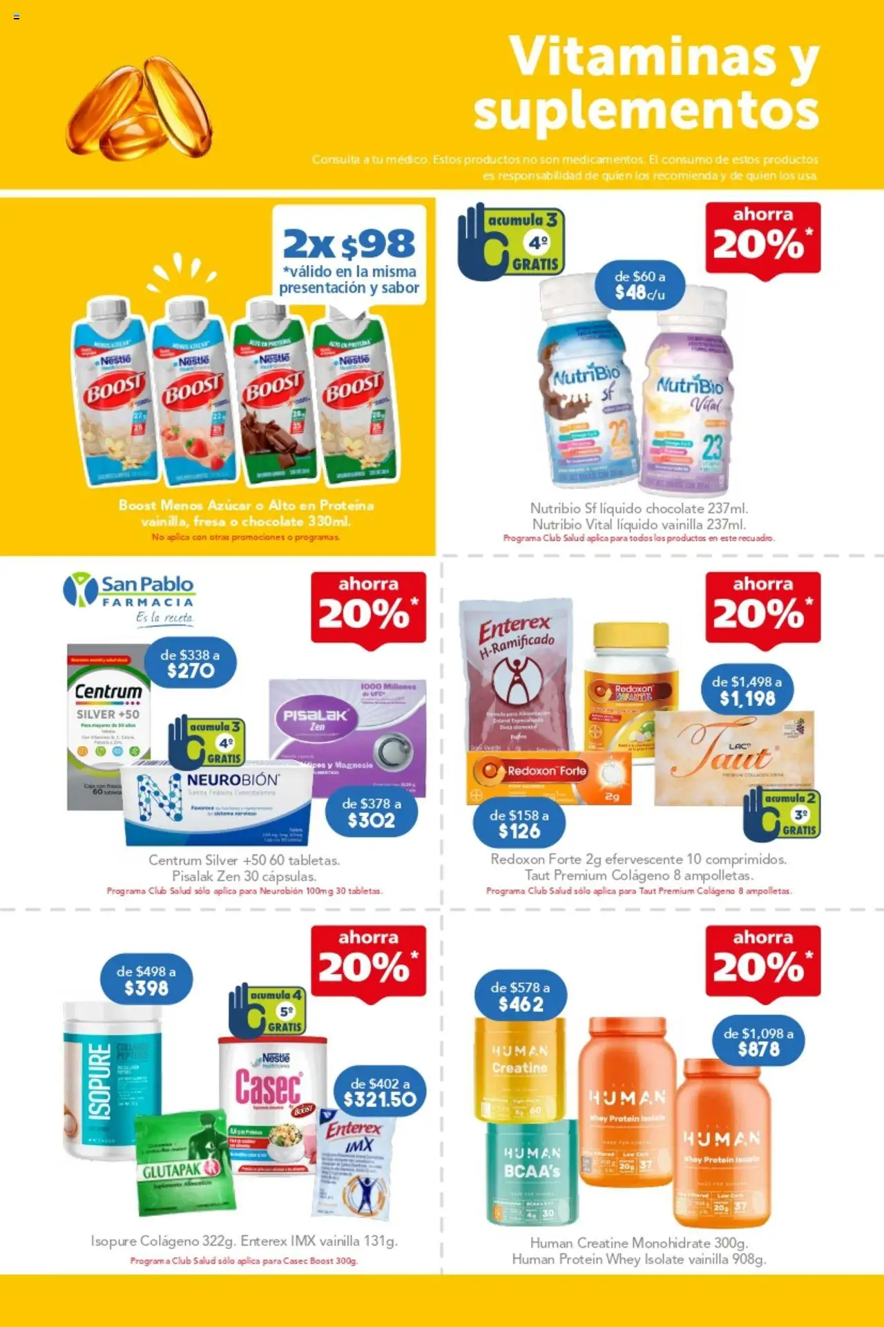 Nuevas ofertas de Farmacia San Pablo válidas en toda la República Mexicana desde el 28.09.2025. ¡Encuentra las mejores ofertas en Farmacia San Pablo catálogo! | Página: 5 | Productos: Fresa, Azúcar, Chocolate, Vitaminas