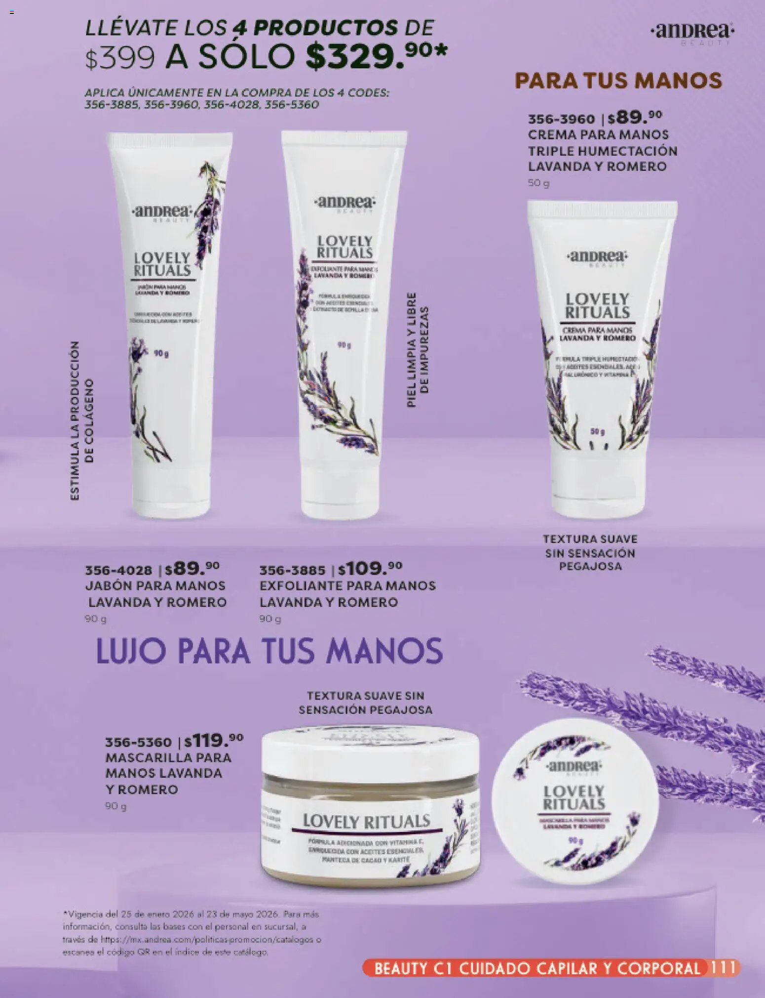 Nuevas ofertas de Andrea válidas en toda la República Mexicana desde el 25.01.2026. ¡Encuentra las mejores ofertas en Andrea catálogo Beauty! | Página: 111 | Productos: Crema, Mascarilla, Jabón