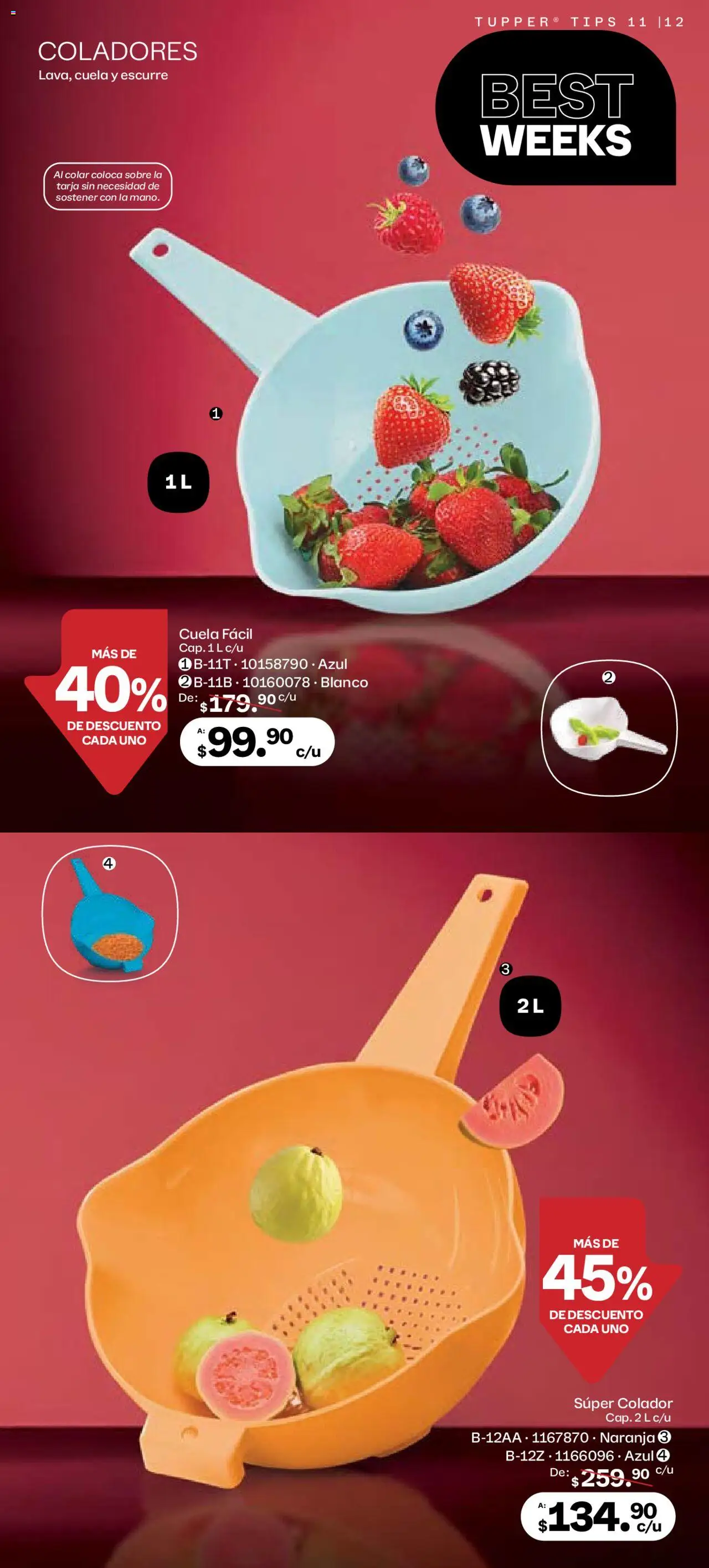 Nuevas ofertas de Tupperware válidas en toda la República Mexicana desde el 06.10.2025. ¡Encuentra las mejores ofertas en Tupperware - Catálogo! | Página: 12 | Productos: Colador, Sobre