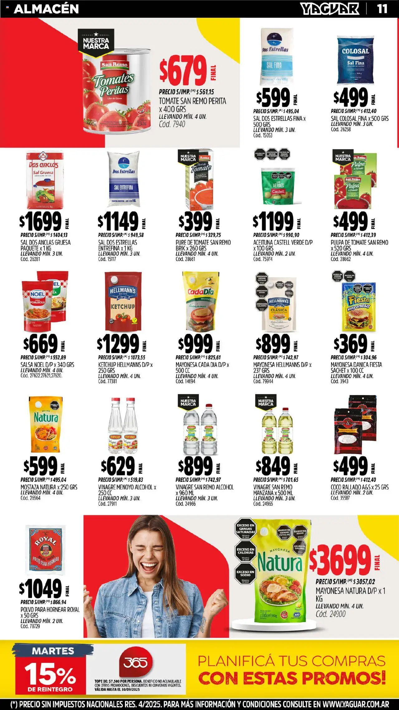 Yaguar - Bahía Blanca │ válido desde el 15.09.2025 | Página: 12 | Productos: Vinagre, Mostaza, Pure de Tomate, Tomates
