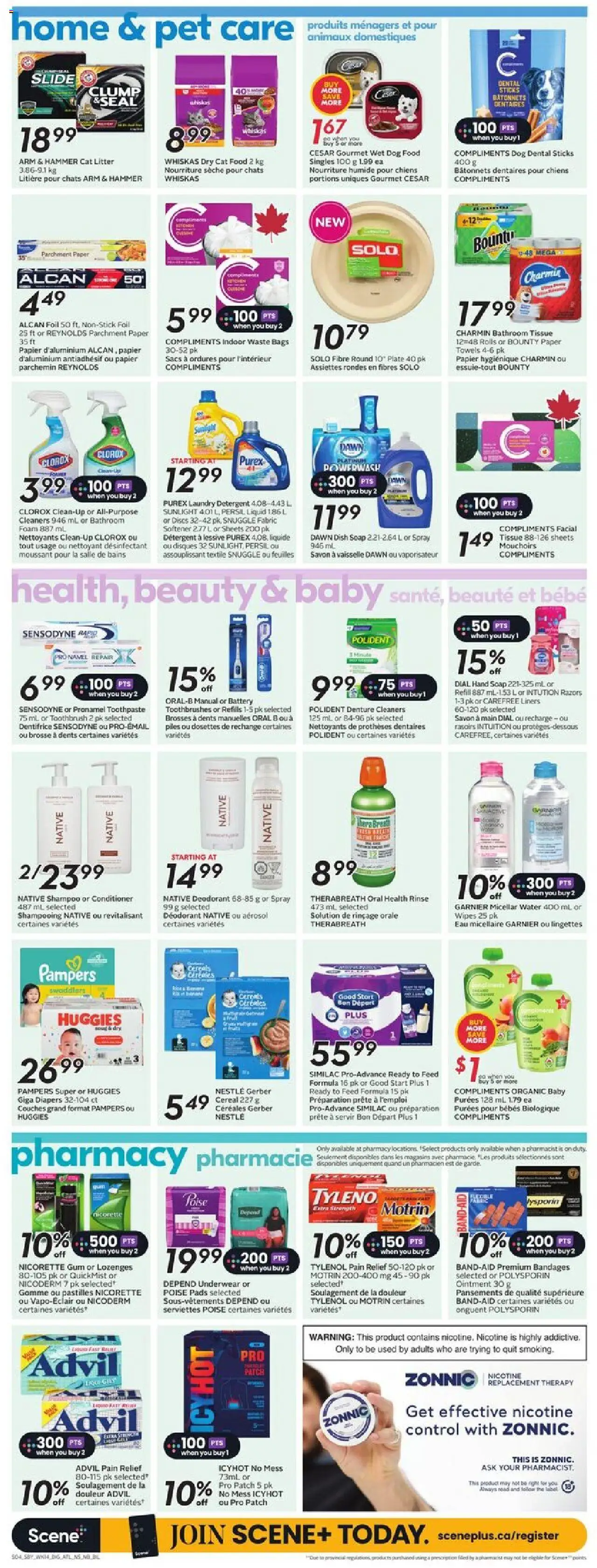 Sobeys flyer valid from 31.07.2025 | Page: 12 | Products: Shampoo, Deodorant, Toothpaste, Battery