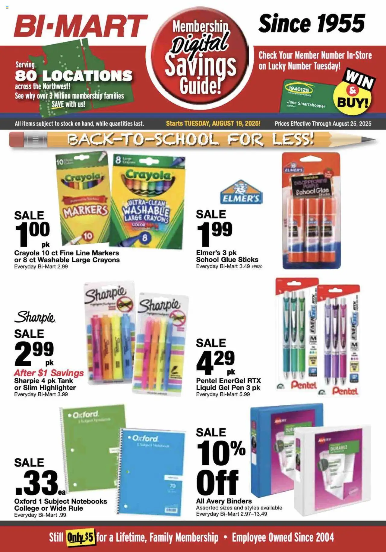 Bi-Mart Back to School - valid from 19.08.2025 | Page: 1 | Products: Pen, Highlighter