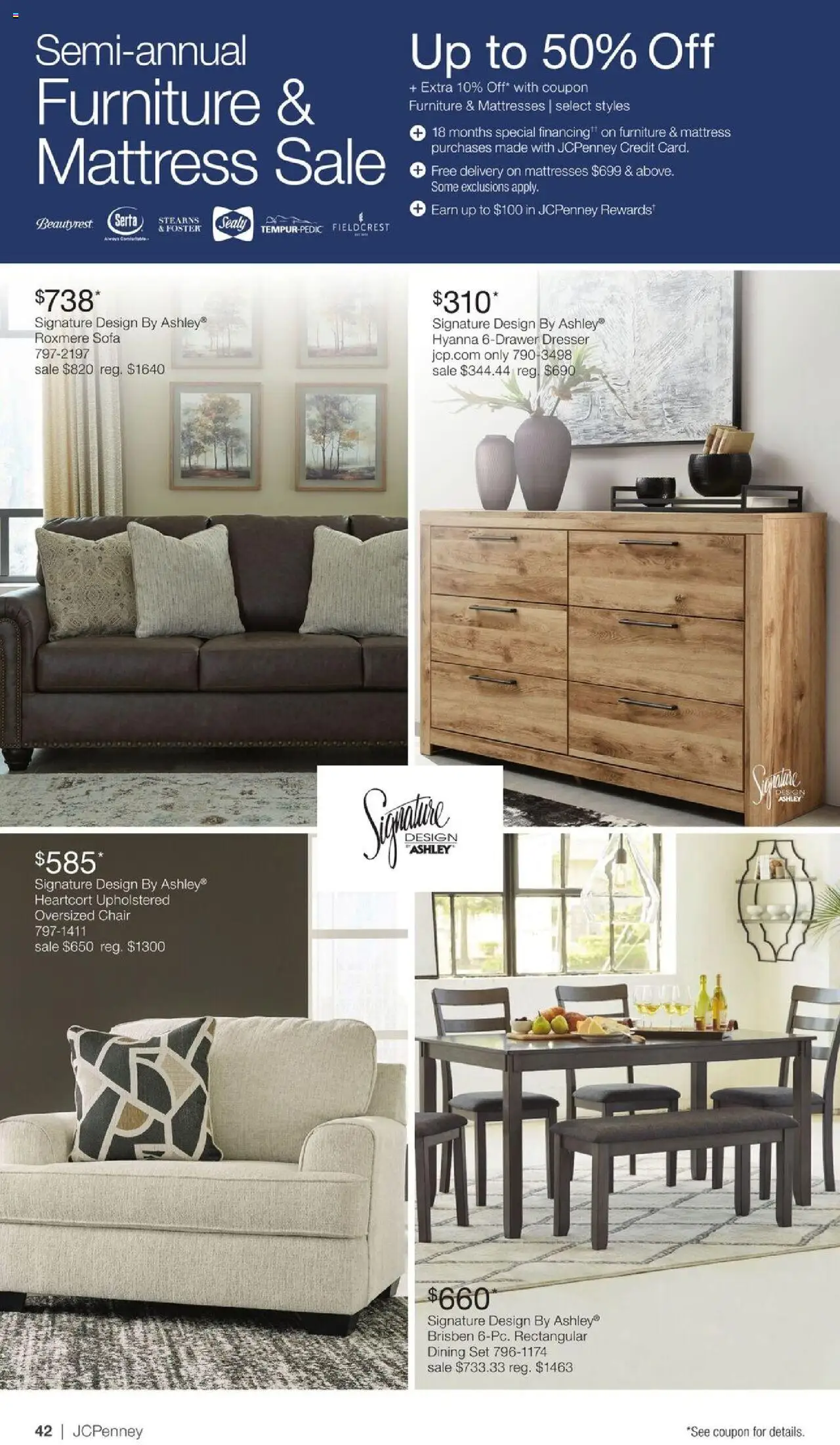 JCPenney Semi-Annual Home Sale - valid from 06.10.2025 | Page: 41 | Products: Mattress, Sofa, Chair, Dresser