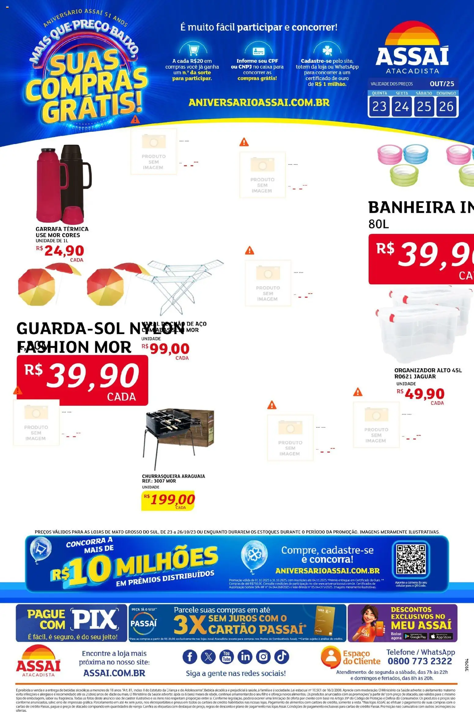 Assaí Atacadista Folheto - válido de 30.10.2025 | Página: 1 | Produtos: Organizador, Garrafa térmica, Banheira, Churrasqueira