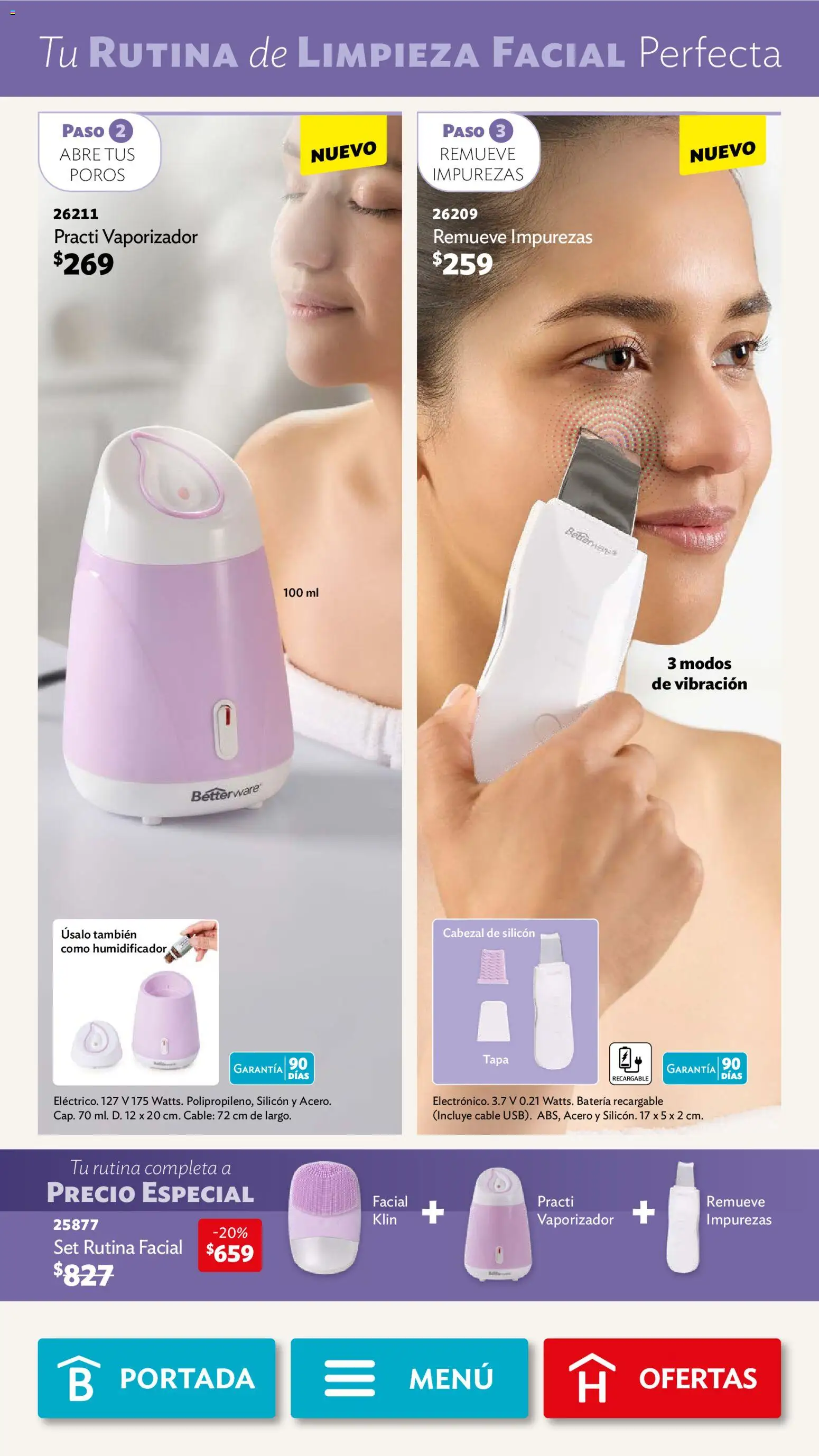 Nuevas ofertas de Betterware válidas en toda la República Mexicana desde el 02.03.2026. ¡Encuentra las mejores ofertas en Betterware campaña 3 2026! | Página: 104 | Productos: Cable, Humidificador, Batería