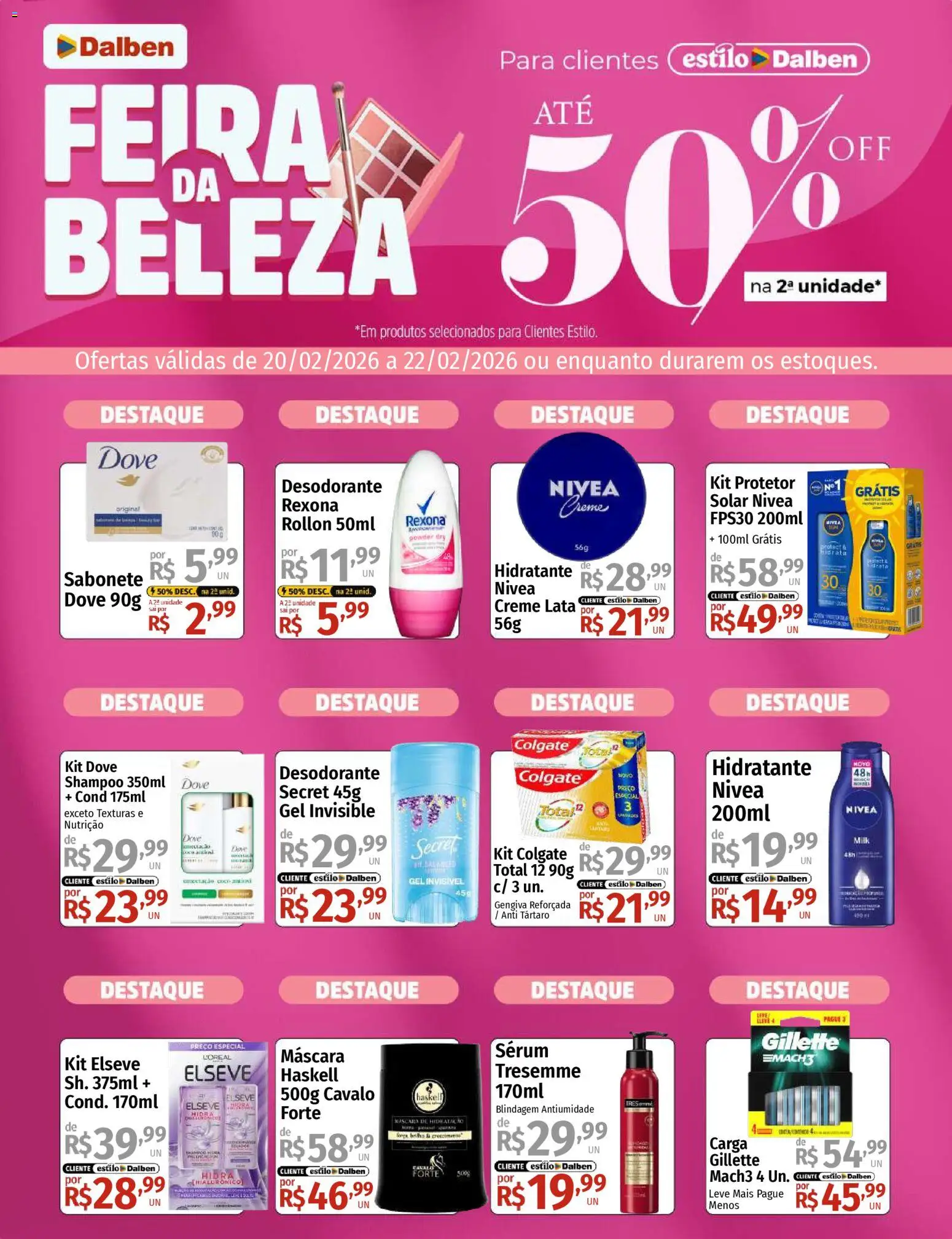 Supermercado Dalben Folheto - válido de 20.02.2026 | Página: 1 | Produtos: Shampoo, Desodorante, Creme, Sabonete