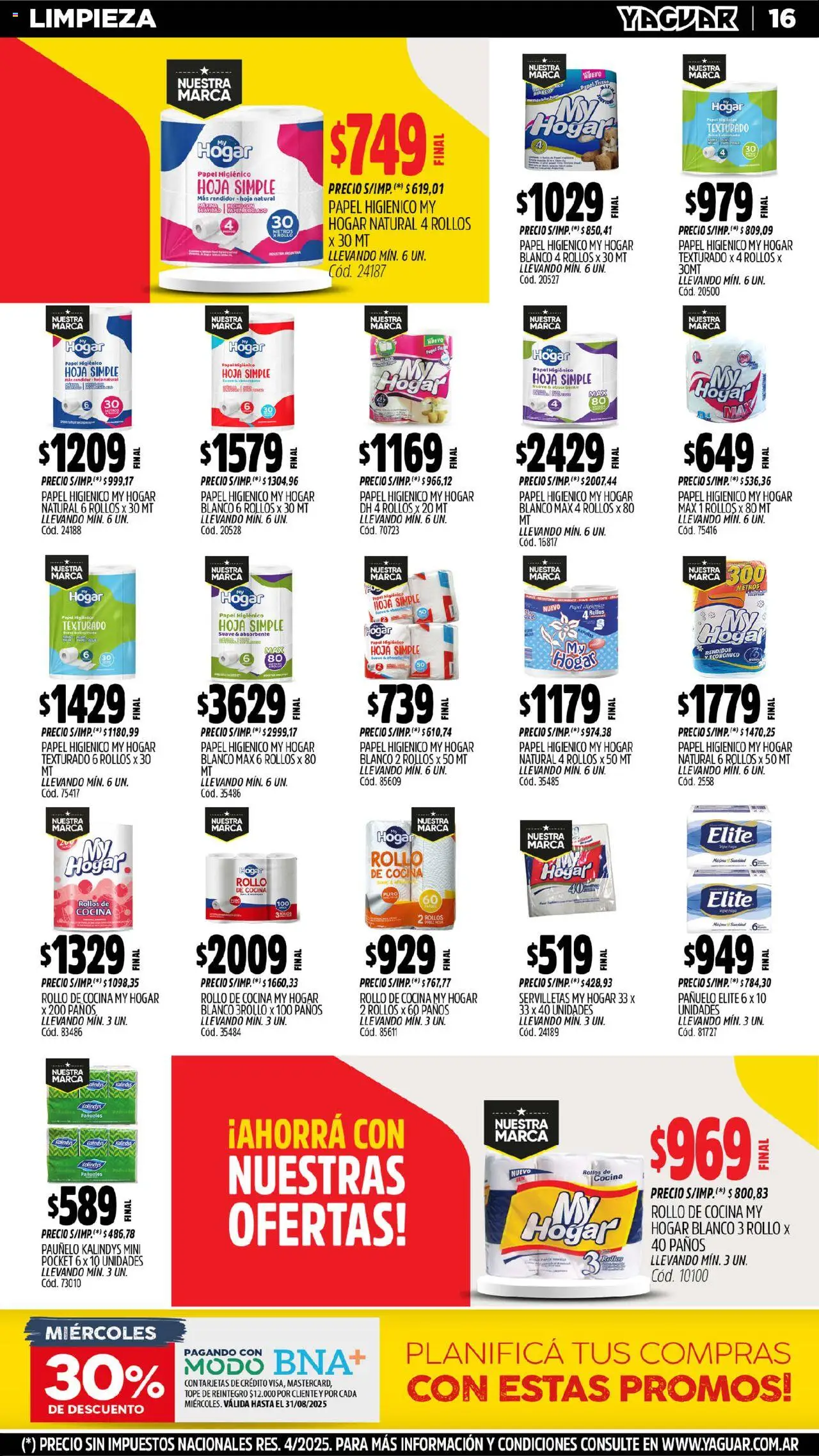 Yaguar catálogo │ válido desde el 18.08.2025 | Página: 16 | Productos: Pañuelo, Cocina, Servilletas, Huevo