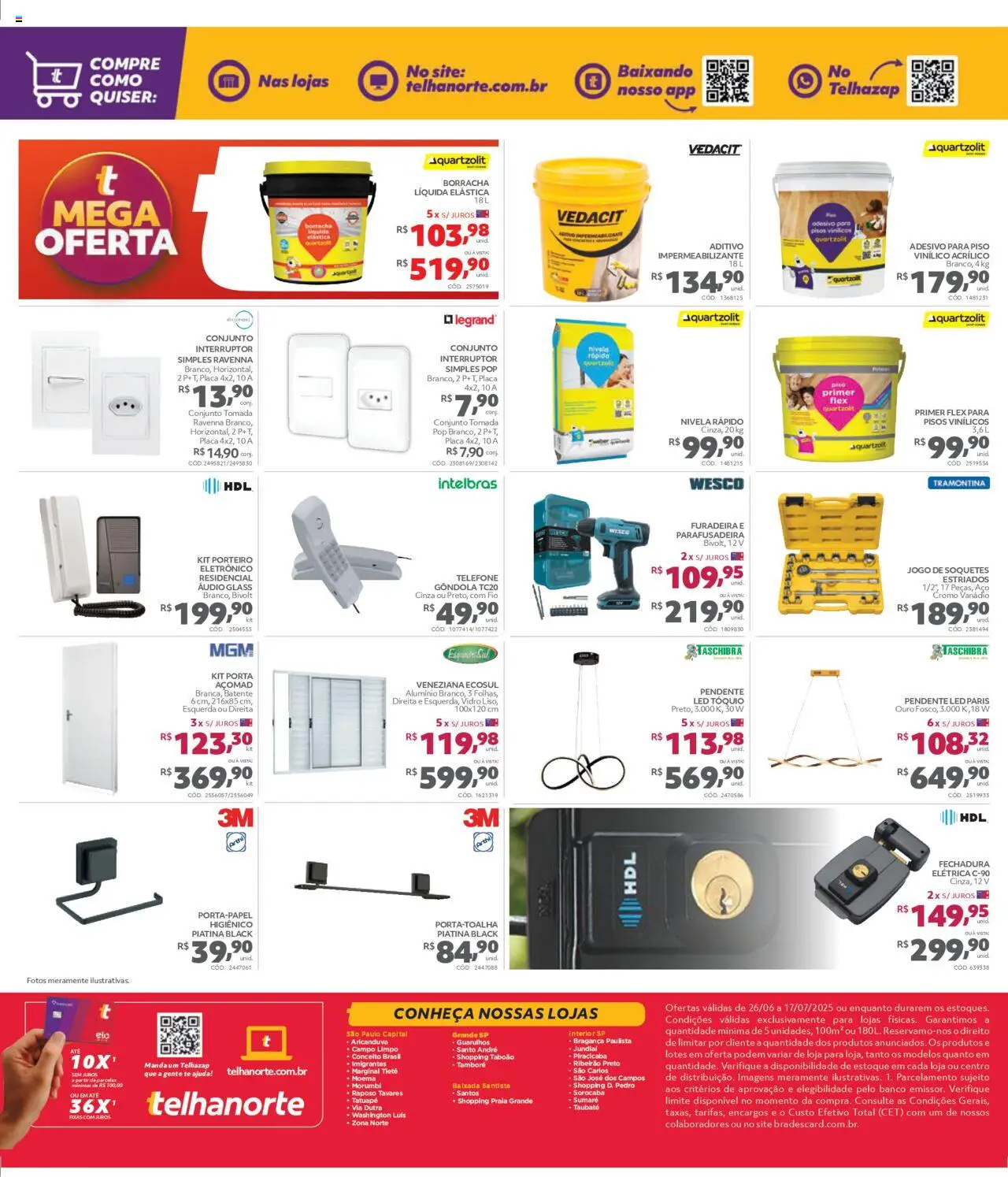 Telhanorte Folheto - válido de 26.06.2025 | Página: 8 | Produtos: Soquetes, Porta, Tomada, Áudio