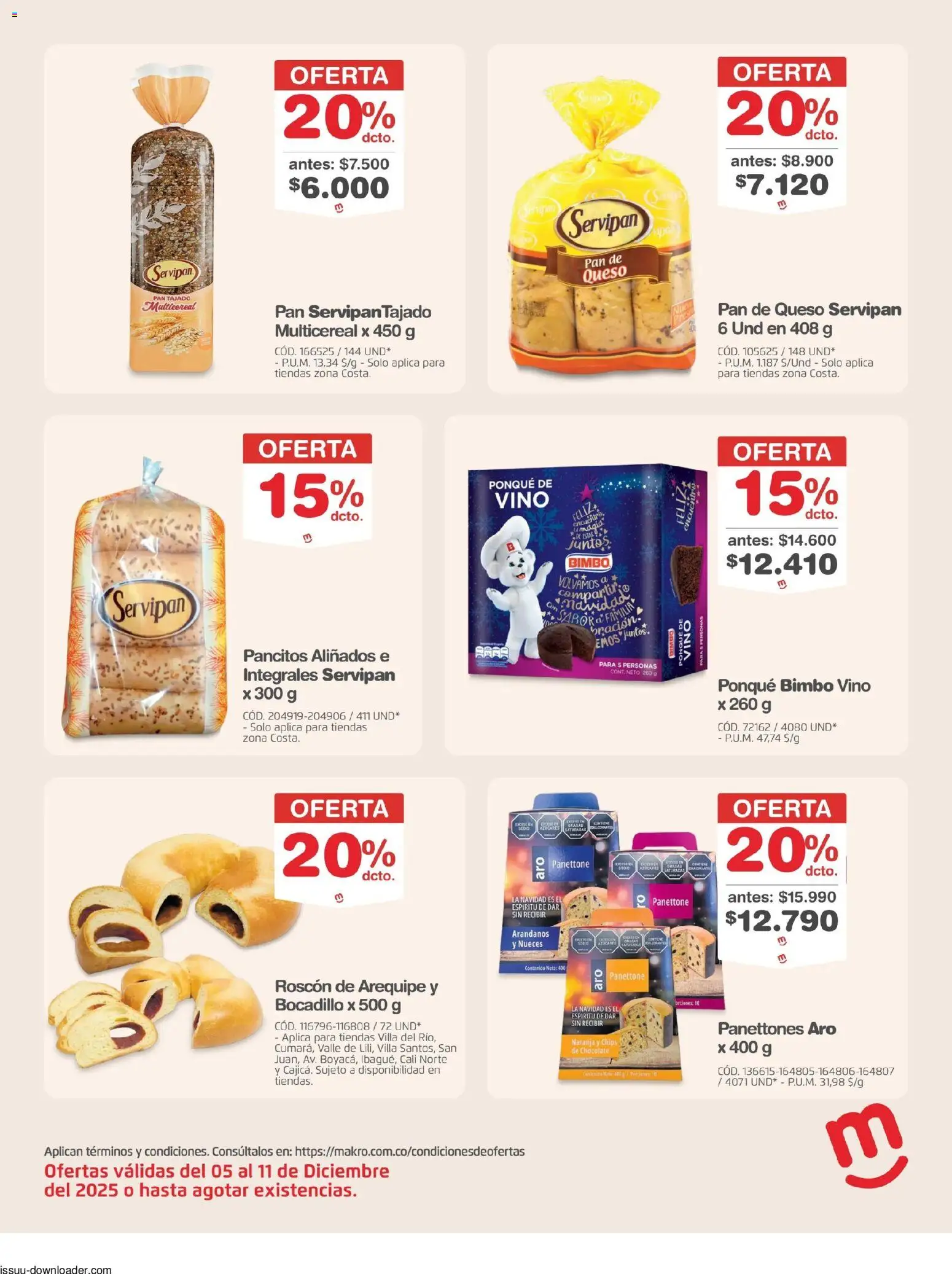 Makro revista - valida desde el 05.12.2025 | Página: 24 | Productos: Ponqué, Nueces, Arándanos, Pan