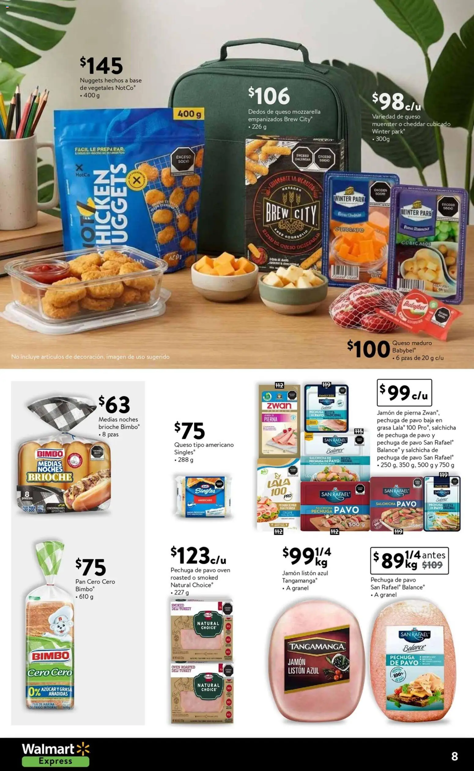 Nuevas ofertas de Walmart Express válidas en toda la República Mexicana desde el 01.01.2026. ¡Encuentra las mejores ofertas en Walmart Express folleto! | Página: 8 | Productos: Harina, Salchicha, Queso, Jamón
