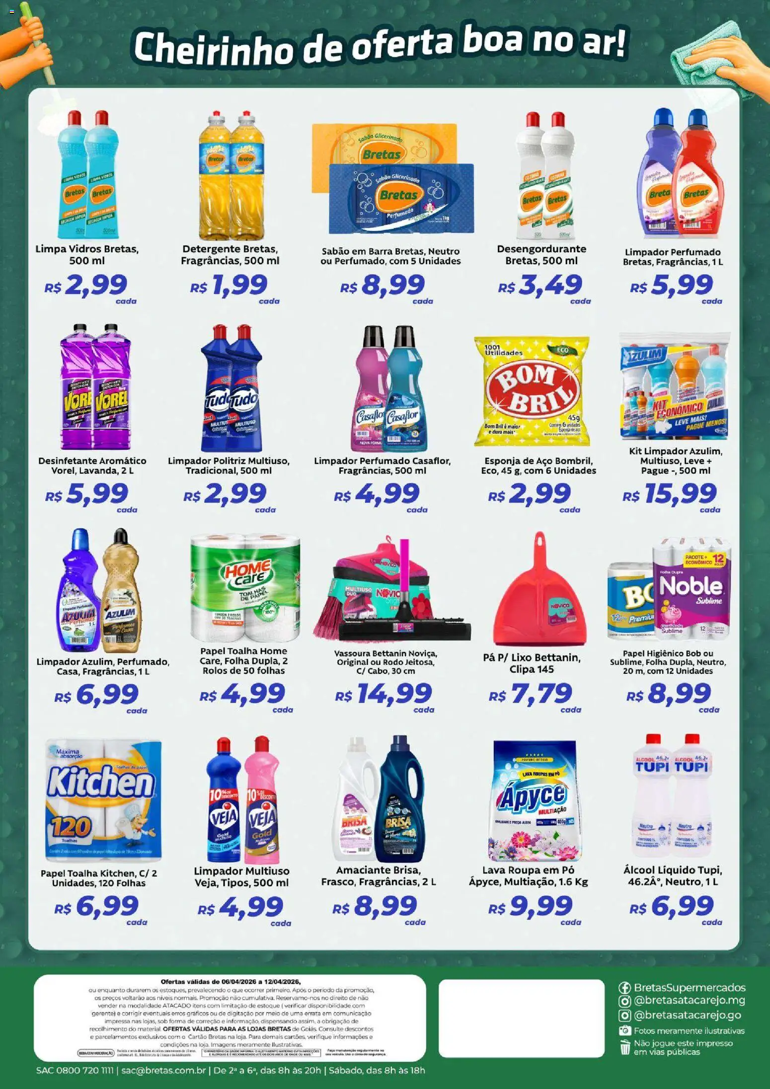 Bretas Folheto - válido de 06.04.2026 | Página: 2 | Produtos: Pó, Limpador multiuso, Limpa vidros, Amaciante