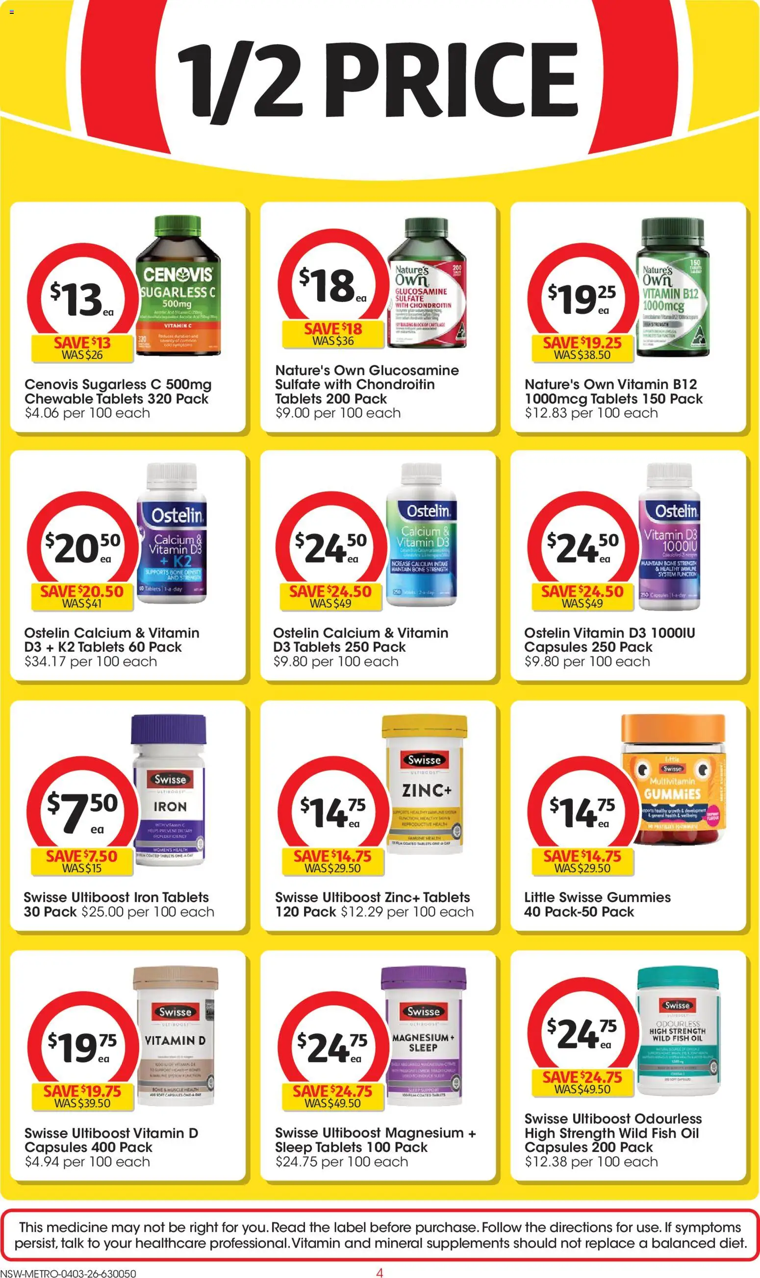 Coles catalogue - valid from 04.03.2026 | Page: 4 | Products: Oil, Fish oil, Multivitamin, Zinc