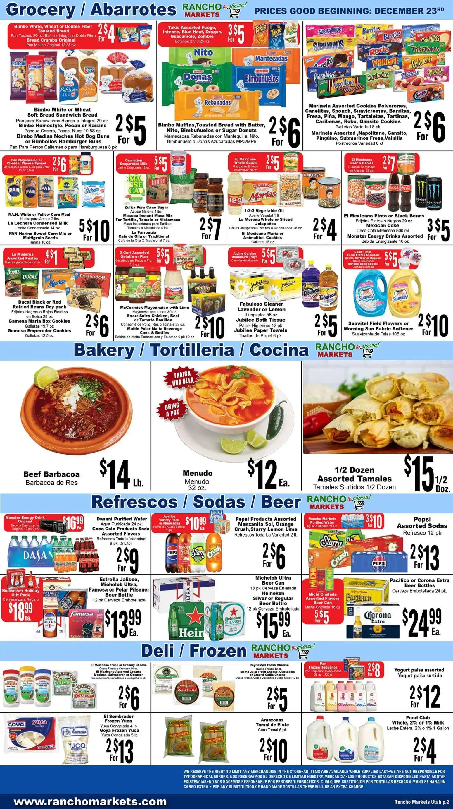 Rancho Markets Weekly Ad - valid from 23.12.2025 | Page: 2 | Products: Bath, Fabric softener, Mayonnaise, Lime