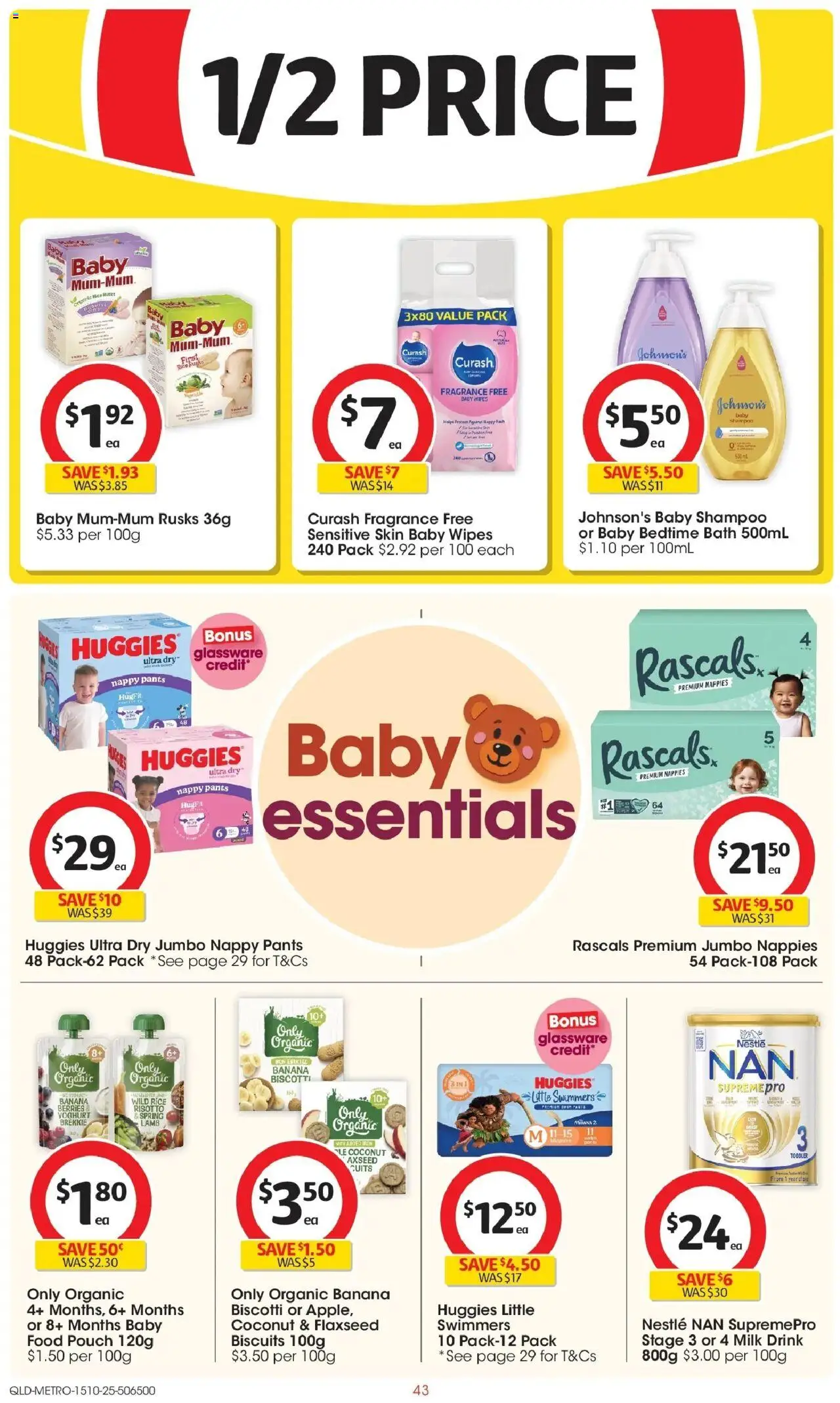 Coles catalogue - valid from 15.10.2025 | Page: 43 | Products: Glassware, Nappies, Biscuits, Pants