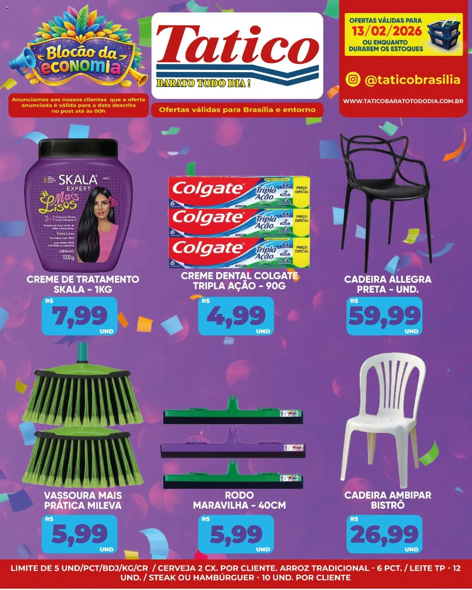 Tatico Folheto - válido de 13.02.2026 | Página: 15 | Produtos: Cadeira, Cerveja, Hambúrguer, Vassoura