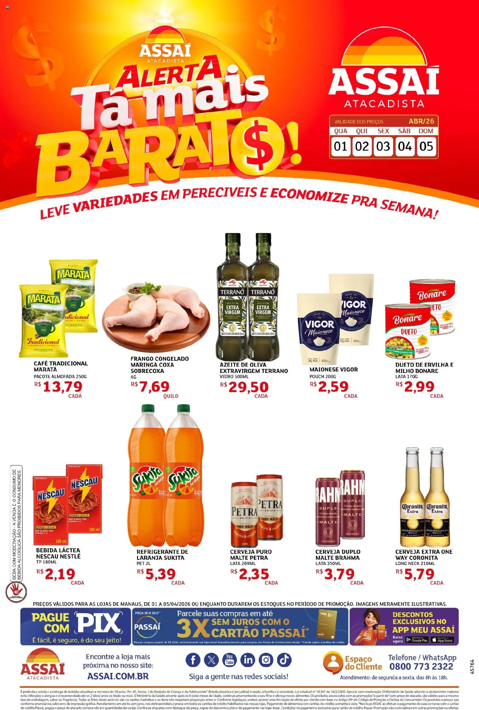 Assaí Atacadista Folheto - válido de 02.04.2026 | Página: 1 | Produtos: Maionese vigor, Nescau, Café, Bebida