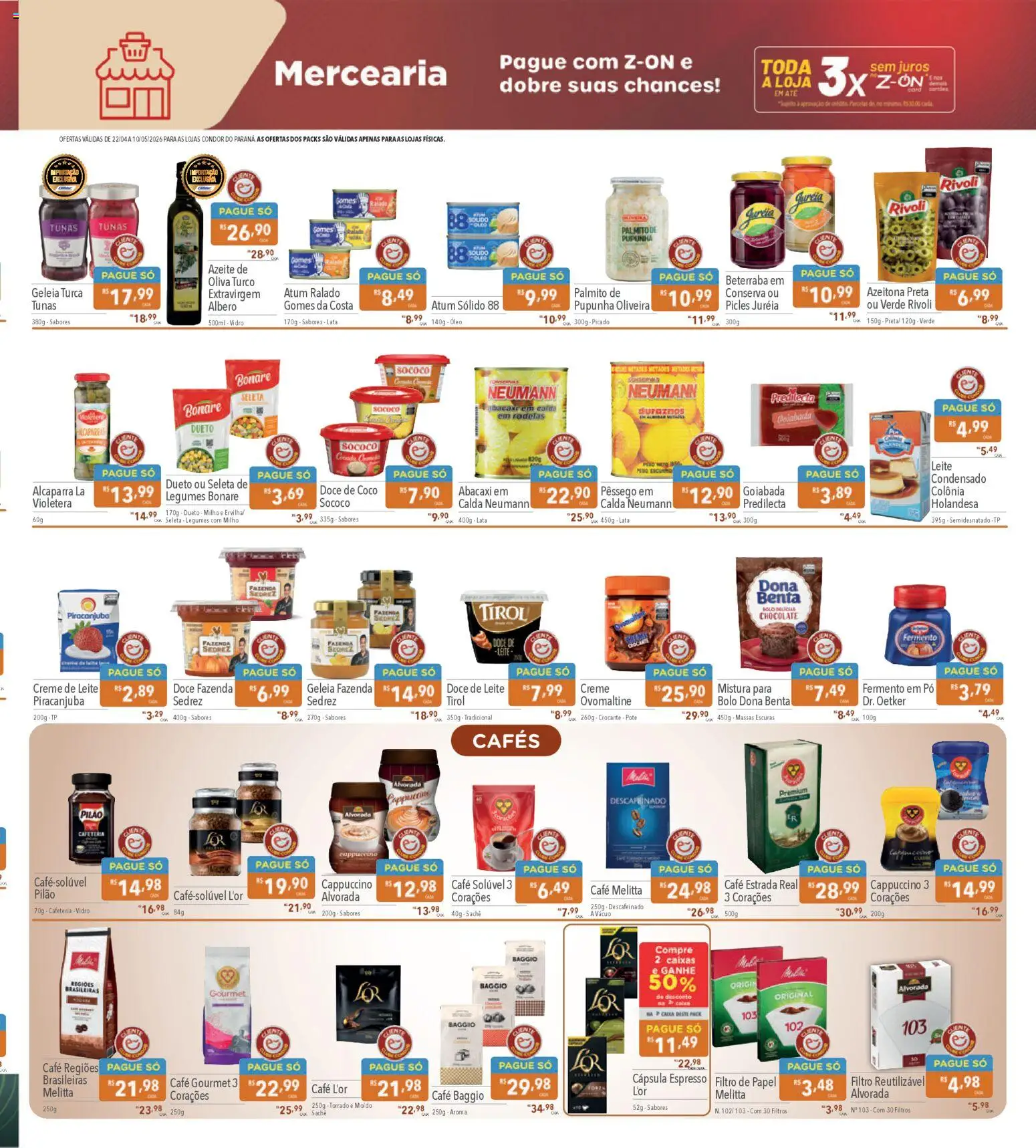 Supermercados Condor Folheto - válido de 22.04.2026 | Página: 5 | Produtos: Filtro de papel, Chocolate, Leite condensado, Café solúvel